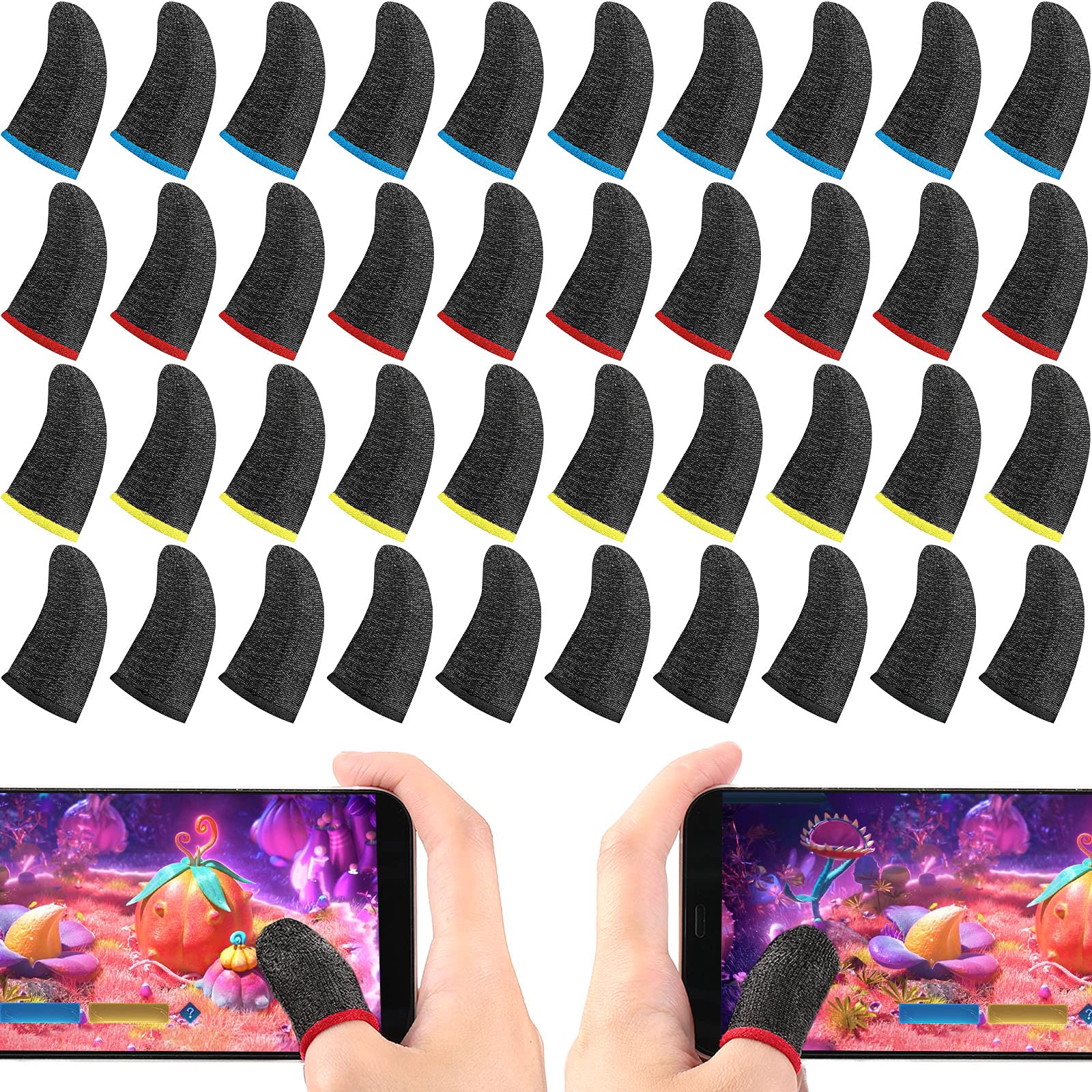 40 Pieces Gaming Finger Sleeve For Gaming Thumb Sleeves Mobile Gaming Finger Protector (Simple Colors) Simple Colors - Image 8