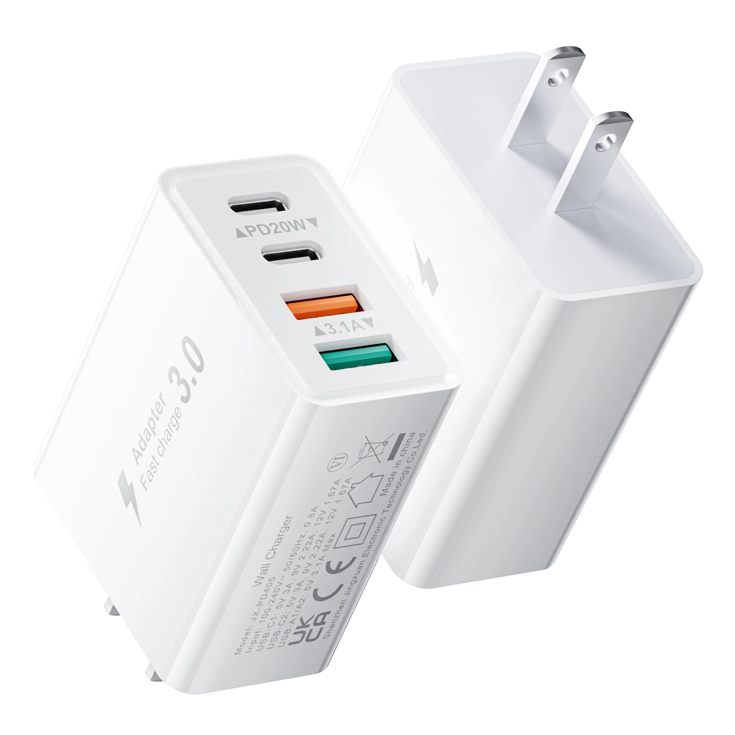 40W USB C Charger Block Fast Charging Cube, 2-Pack Type C Brick Dual PD&QC Wall Plug Adapter for iPhone ALL Series & iPad, Tablets, for Samsung, Cell Phones Android 2-Standard