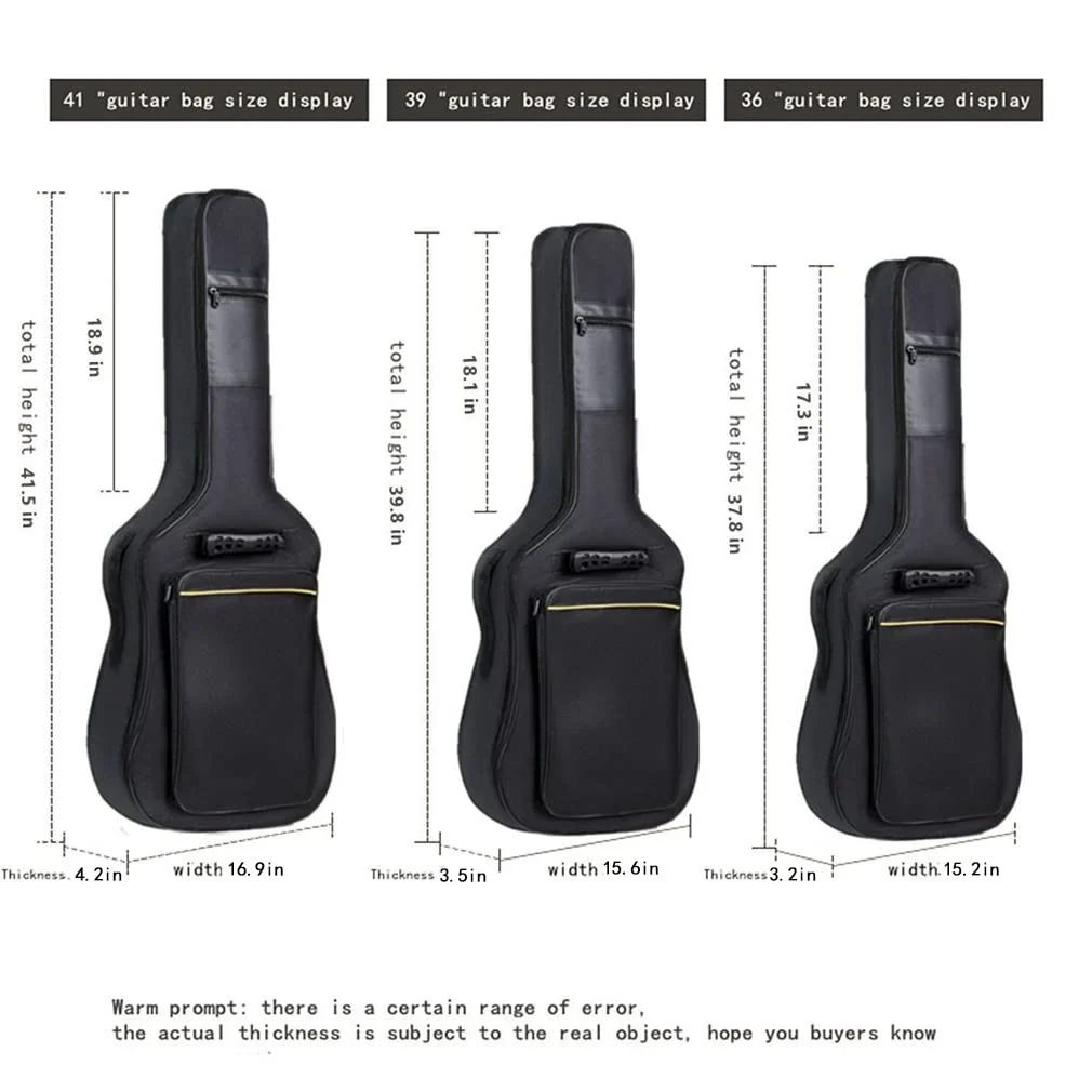 41 Inch Padded Acoustic Guitar Backpack Water-Resistant Thick Gig Bag Soft Cover Black Electric Guitar Gear Bag Kids Guitar Travel Case Dual Adjustable Shoulder Strap Bag with Zipper 41 inch - Image 4