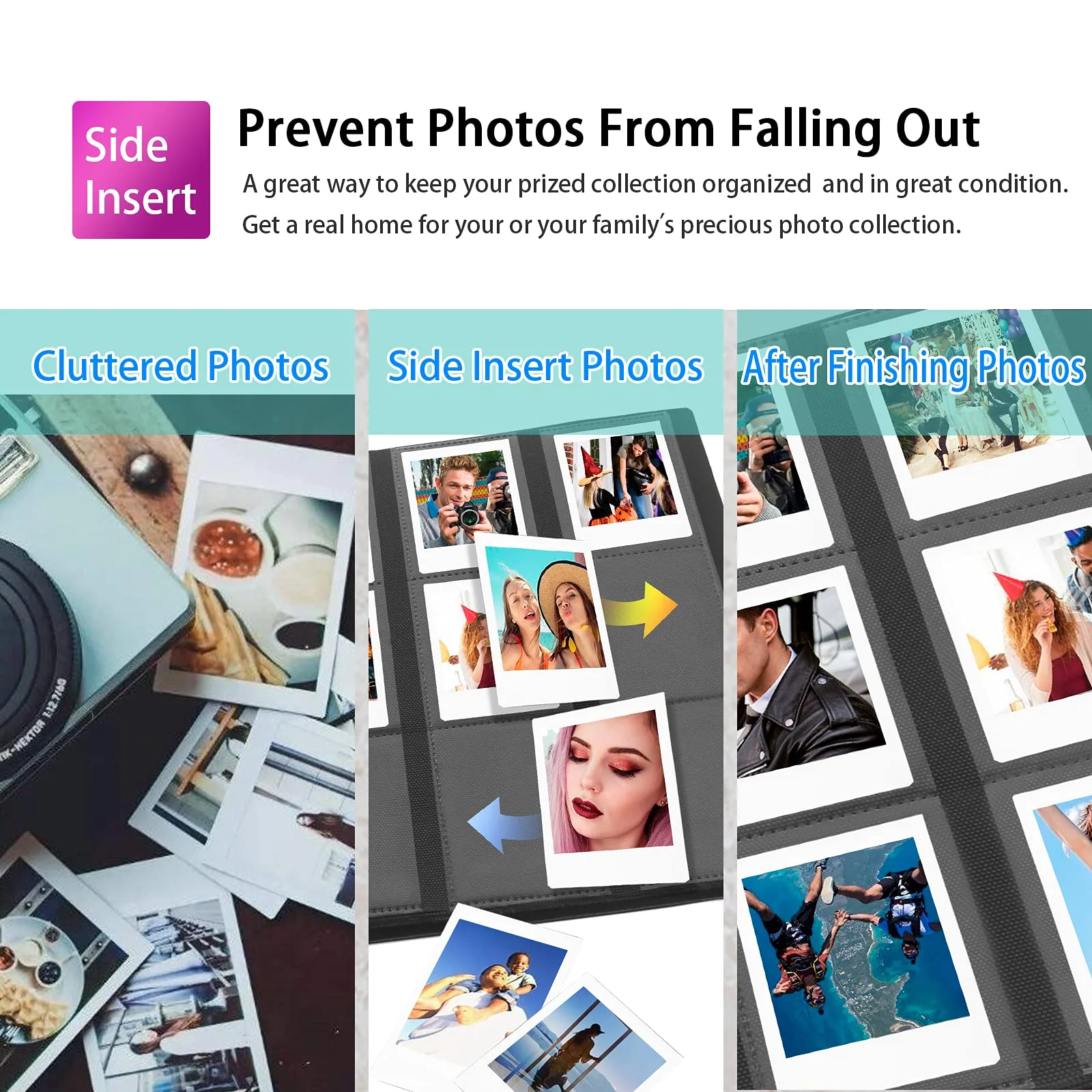 432 Pockets Photo Album for Fujifilm Instax Mini Camera,for Polaroid PIC-300 Z2300 Instant Camera, 2x3 Photo Album Book for Fujifilm Instax Mini 11 12 9 Evo 90 70 40 8 7 LiPlay Instant Camera(Black) Black - Image 2