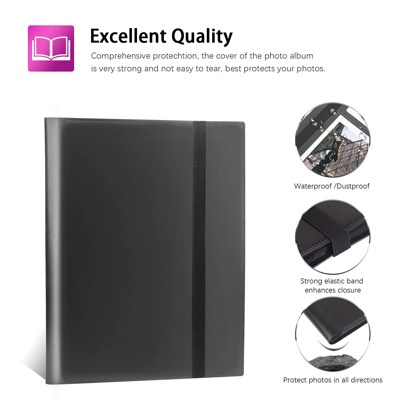 432 Pockets Photo Album for Fujifilm Instax Mini Camera,for Polaroid PIC-300 Z2300 Instant Camera, 2x3 Photo Album Book for Fujifilm Instax Mini 11 12 9 Evo 90 70 40 8 7 LiPlay Instant Camera(Black) Black - Image 5