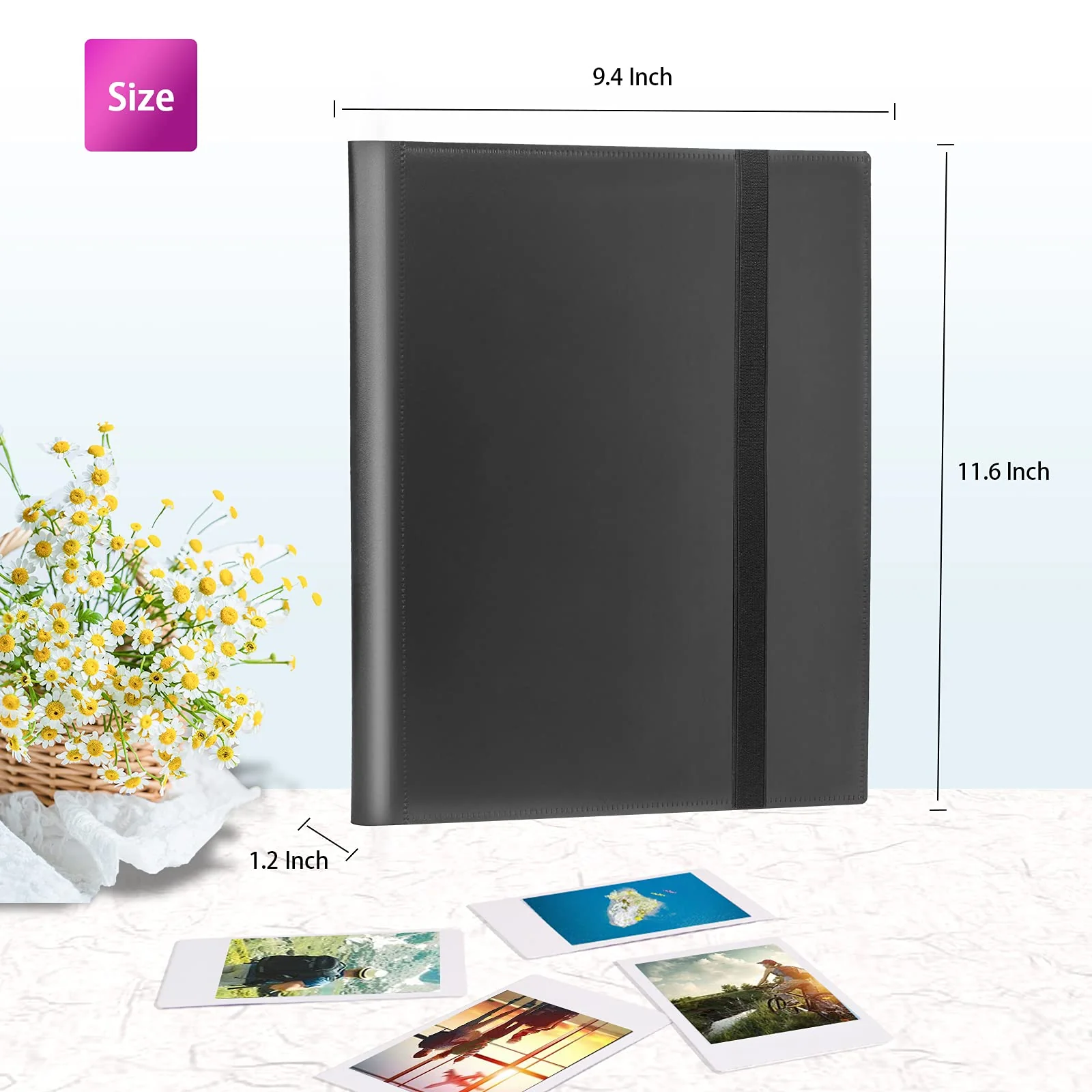 432 Pockets Photo Album for Fujifilm Instax Mini Camera,for Polaroid PIC-300 Z2300 Instant Camera, 2x3 Photo Album Book for Fujifilm Instax Mini 11 12 9 Evo 90 70 40 8 7 LiPlay Instant Camera(Black) Black - Image 6