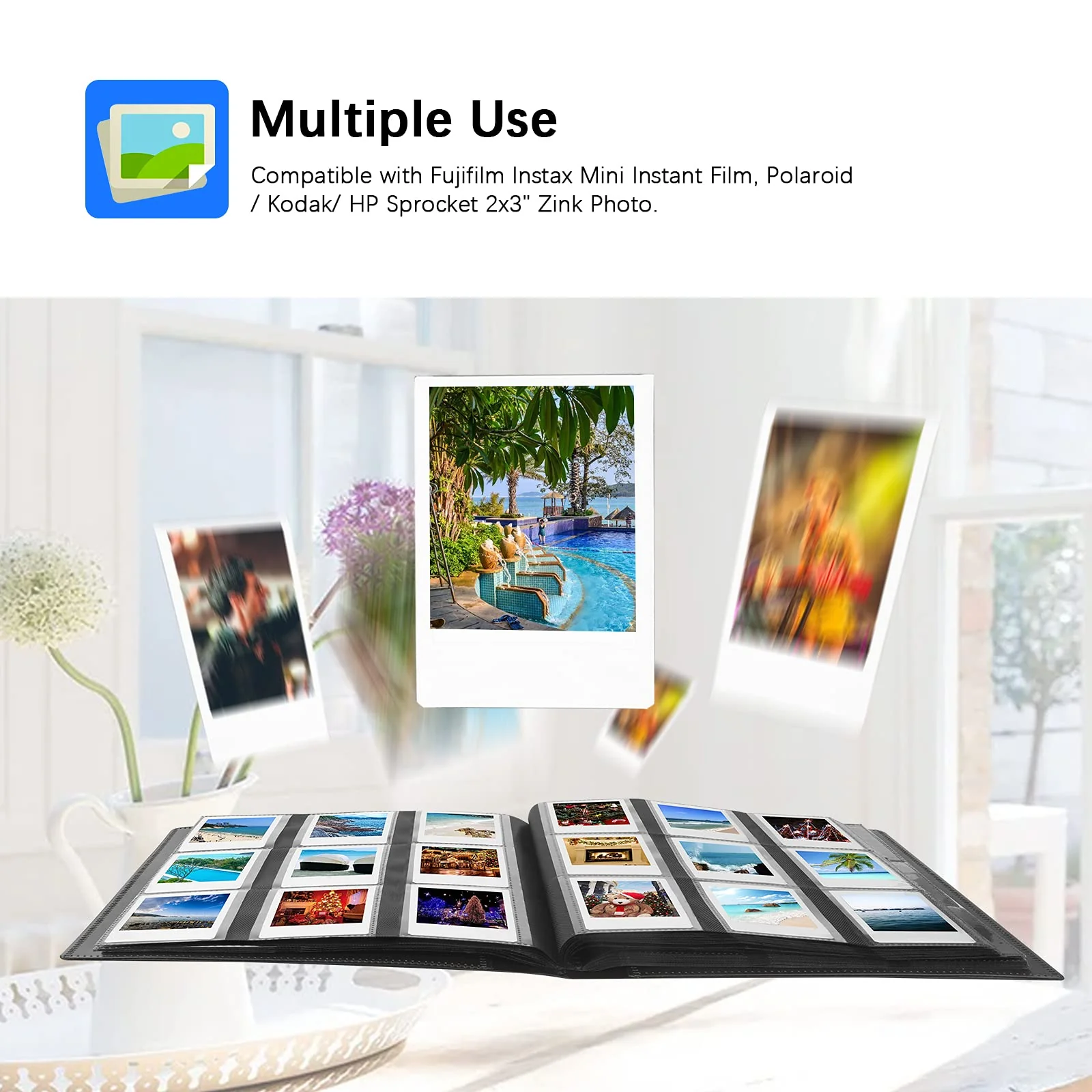 432 Pockets Photo Album for Fujifilm Instax Mini Camera, Polaroid Camera, for Fujifilm Instax Mini 12 11 9 40 99 90 8 7 Evo LiPlay Instant Camera, Polaroid Snap PIC-300 Z2300 Instant Camera (Black) Black - Image 2