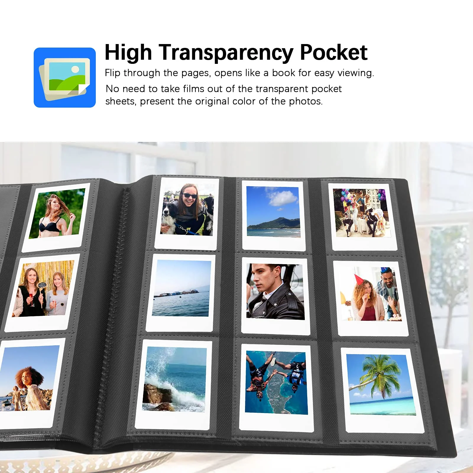 432 Pockets Photo Album for Fujifilm Instax Mini Camera, Polaroid Camera, for Fujifilm Instax Mini 12 11 9 40 99 90 8 7 Evo LiPlay Instant Camera, Polaroid Snap PIC-300 Z2300 Instant Camera (Black) Black - Image 5