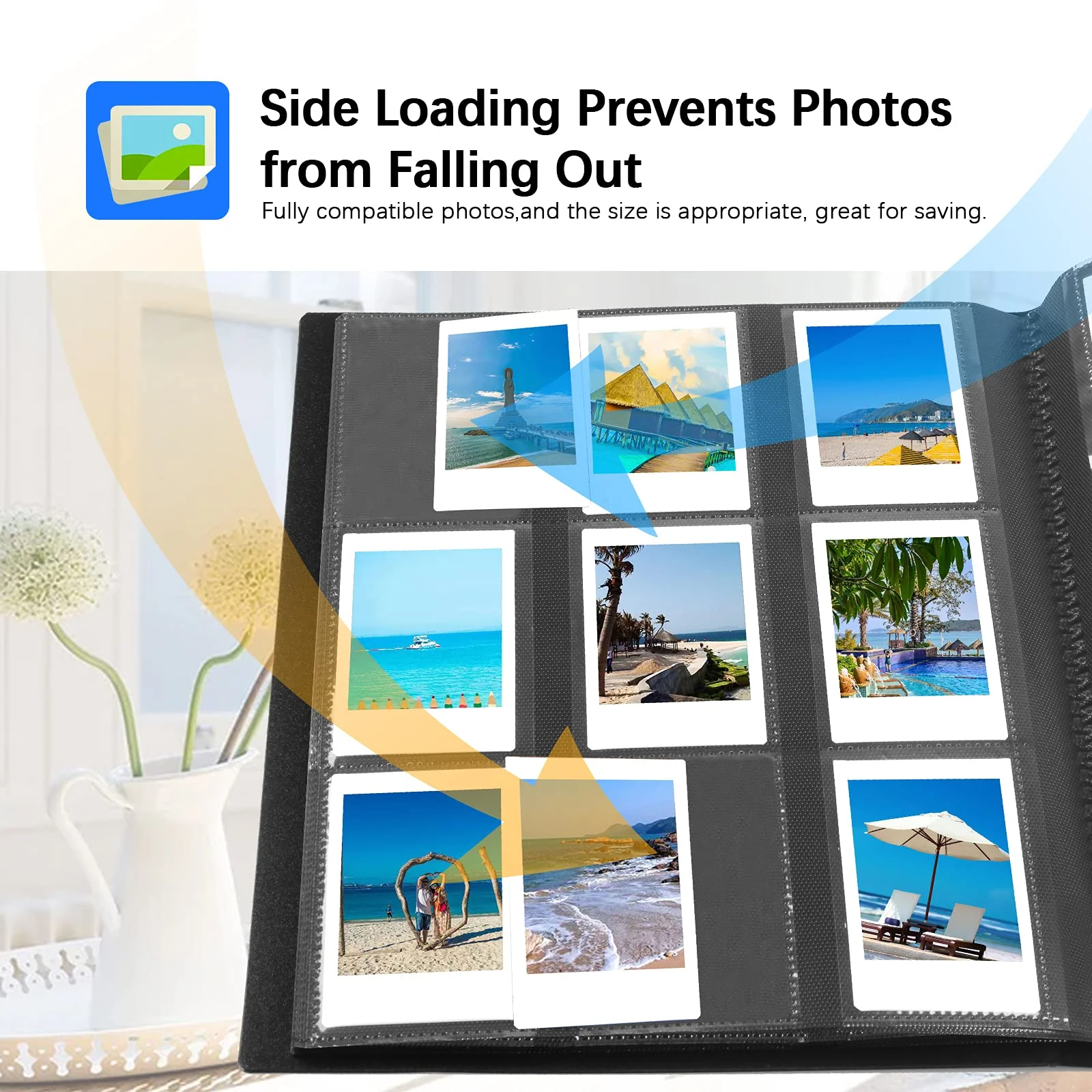 432 Pockets Photo Album for Fujifilm Instax Mini Camera, Polaroid Camera, for Fujifilm Instax Mini 12 11 9 40 99 90 8 7 Evo LiPlay Instant Camera, Polaroid Snap PIC-300 Z2300 Instant Camera (Black) Black - Image 7