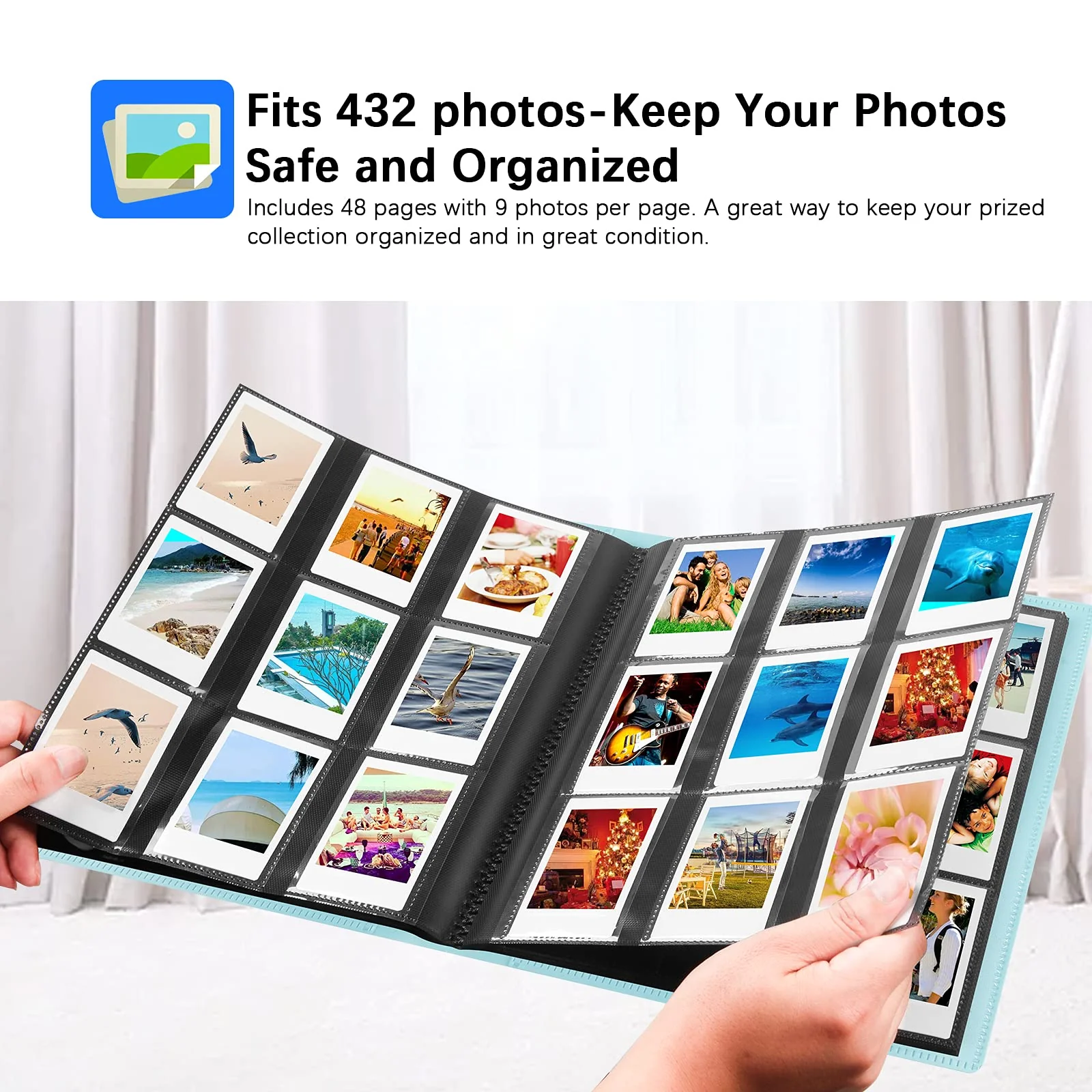 432 Pockets Photo Album for Fujifilm Instax Mini Camera, Polaroid Camera, for Fujifilm Instax Mini 12 11 9 40 99 90 8 7 Evo LiPlay Instant Camera, Polaroid Snap PIC-300 Z2300 Instant Camera (Blue) blue - Image 3