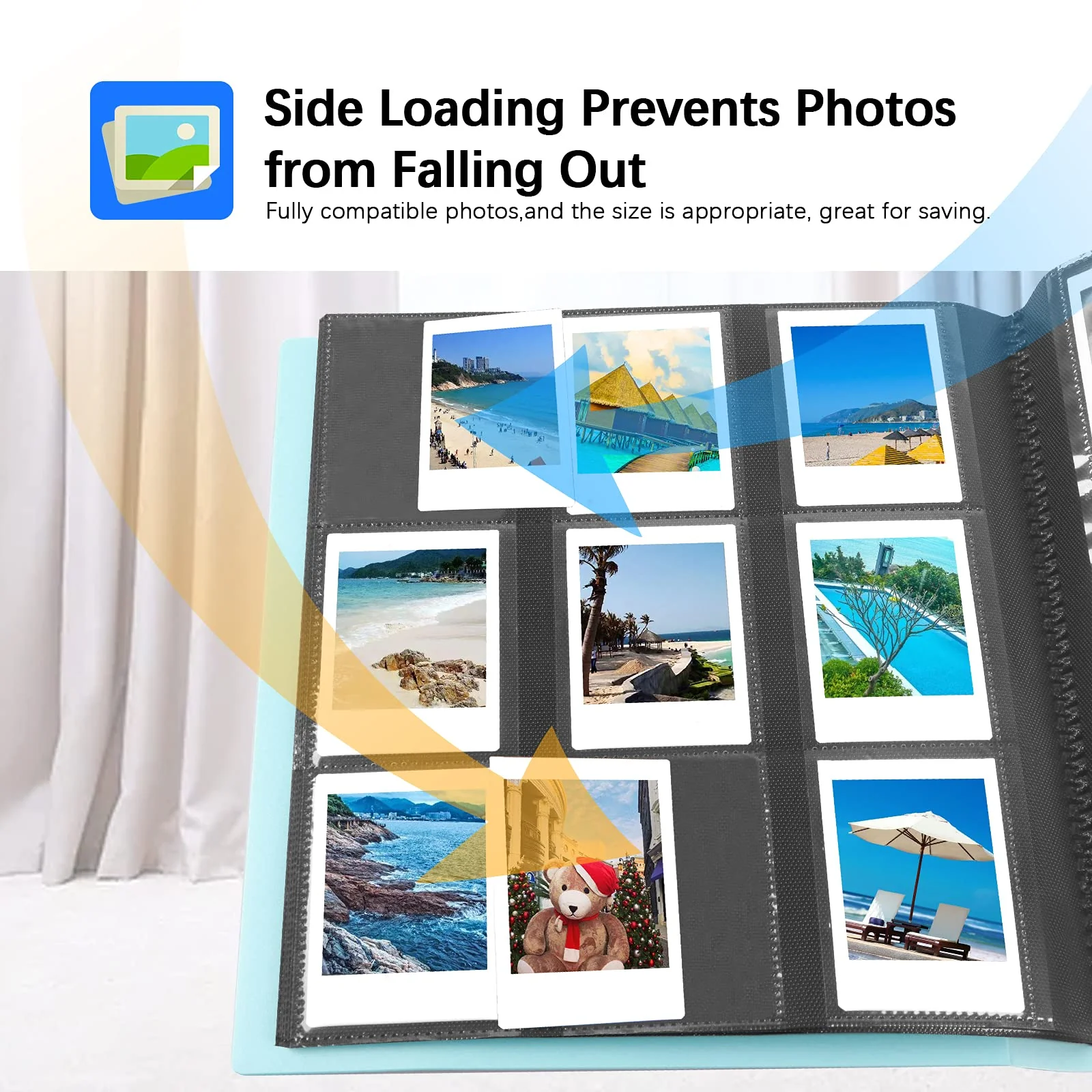 432 Pockets Photo Album for Fujifilm Instax Mini Camera, Polaroid Camera, for Fujifilm Instax Mini 12 11 9 40 99 90 8 7 Evo LiPlay Instant Camera, Polaroid Snap PIC-300 Z2300 Instant Camera (Blue) blue - Image 8