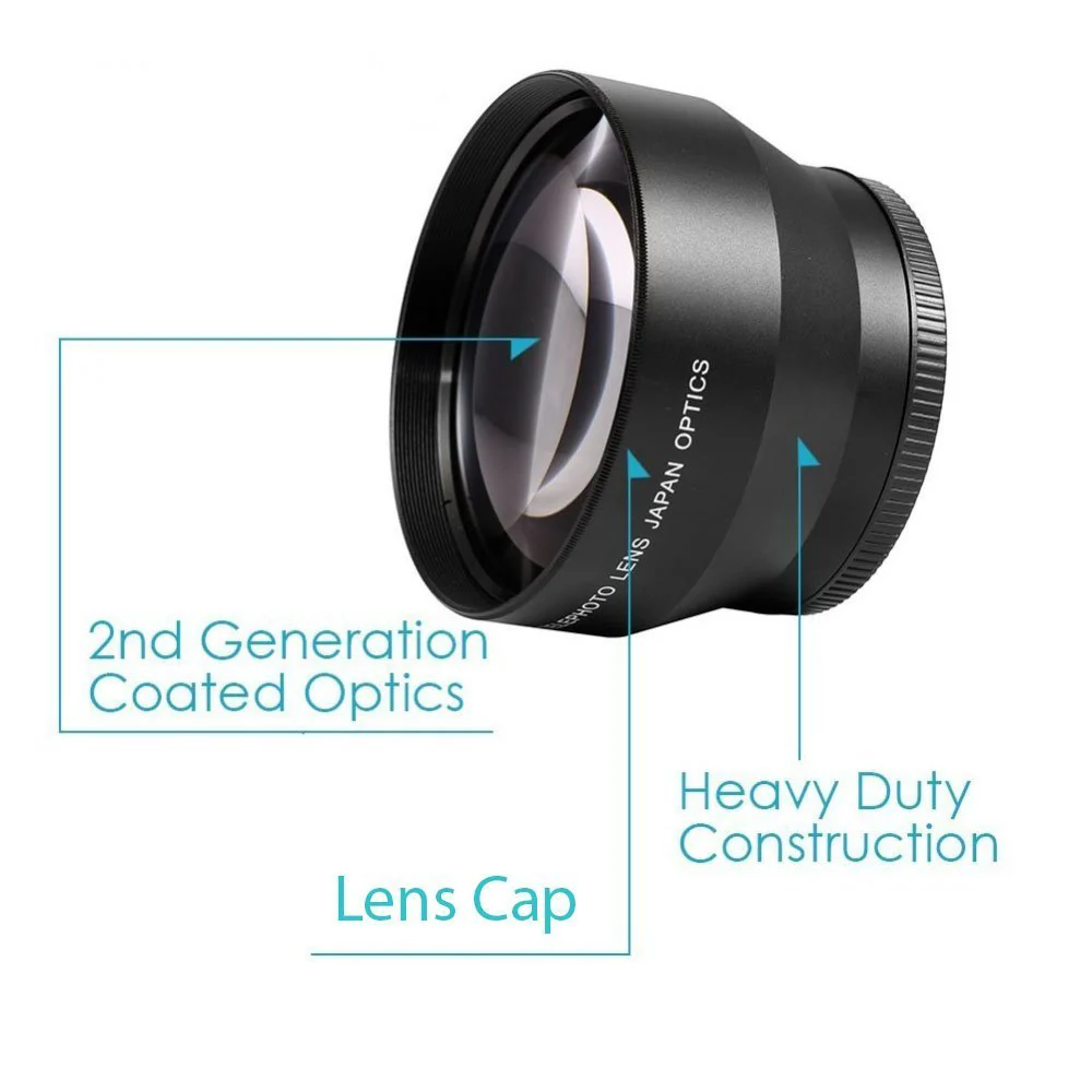 43mm 2.2X Telephoto Lens for Canon Vixia HF R80, HF R82, HF R800, HF R70, HF R72, HF R700, HF R30, HF R32, HFM40, HFM41, HFM50, HFM52, HFM400, HFM500 Camcorder - Image 2