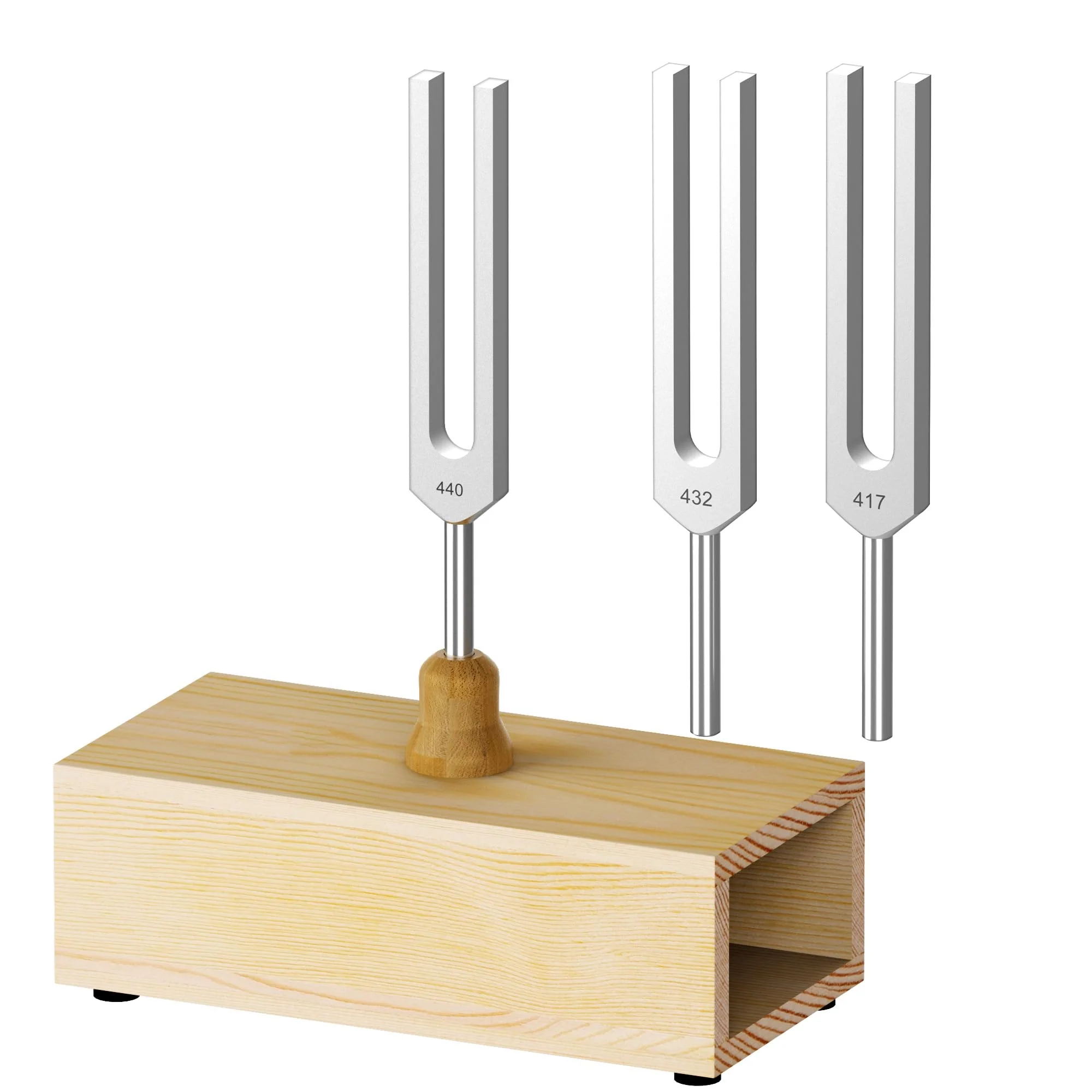 440Hz, 432Hz, 417Hz Aluminum Alloy Tuning Fork with Resonance Box and Wooden Hammer,3 pcs tuning fork Suitable for Sound Therapy, Yoga, Relaxation and Meditation
