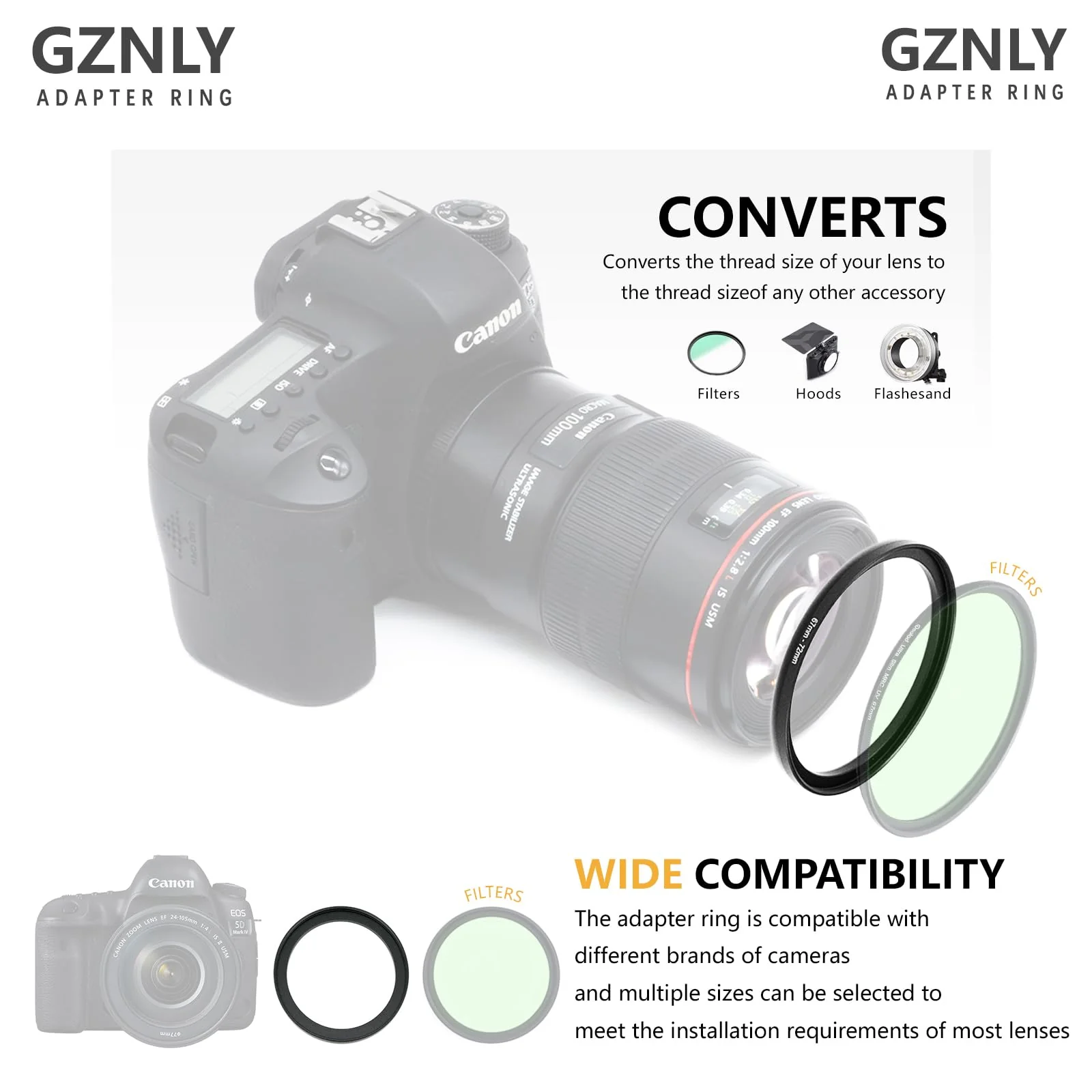 46mm to 52mm Step-up Adapter Rings Filter Adapter Black Metal Step Down Filter Ring Adapter Compatible with All Brand UV CPL ND Camera Lens Filter Stepping Rings (46mm-52mm) 46mm-52mm - Image 4