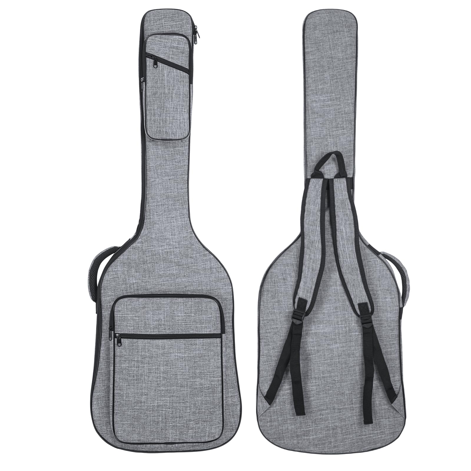 47 Inch Bass Gig Bag 11mm Padding Electric Bass Guitar Bag, Bass Guitar Case Backpack with Neck Strap and 4 Pockets, Grey Grey(Bass Guitar Bag) - Image 7