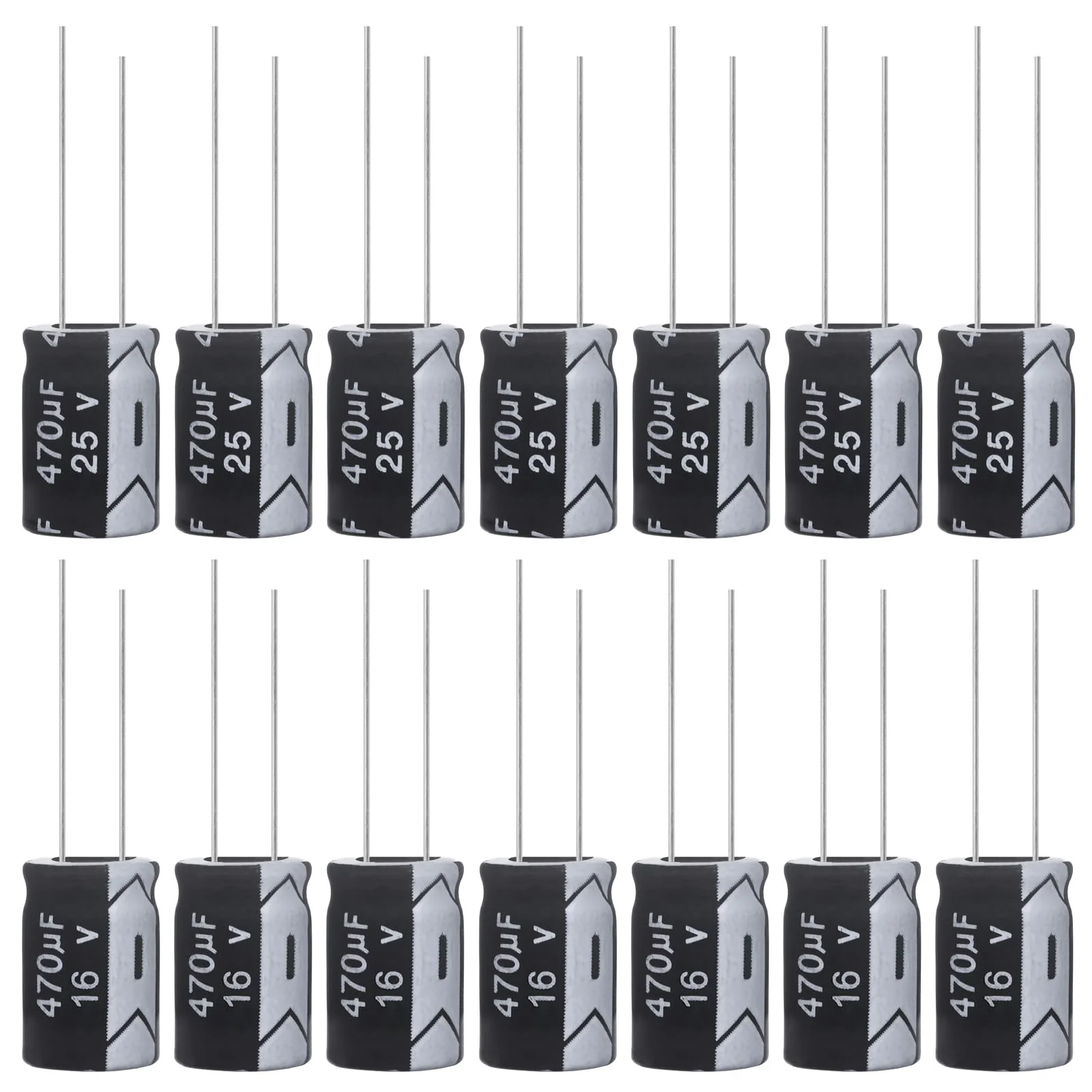470uF 25V 8x12mm Electrolytic Capacitor 470 UF MFD 25 Volt 0.32x0.47in Aluminum Capacitors (Pack of 15) 470uF 25V 8x12MM