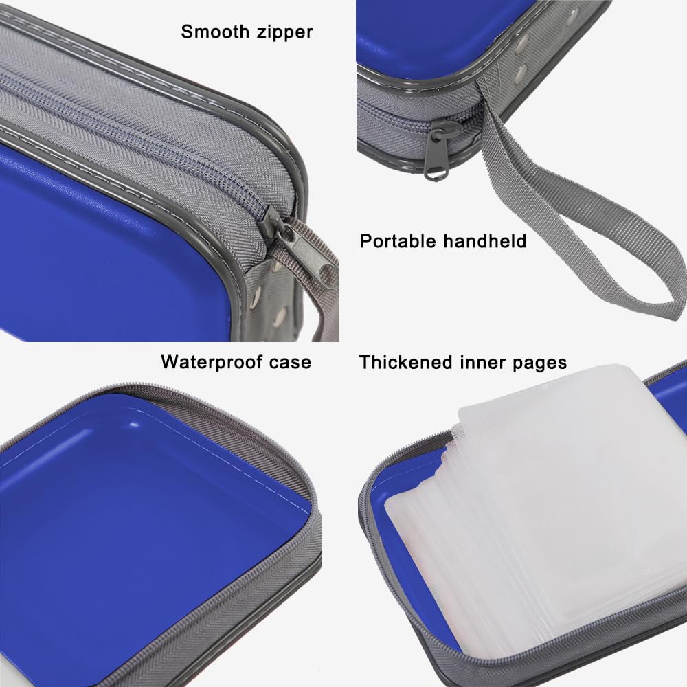 48 Capacity CD Case, Portable Hard Plastic DVD Storage Case, CD Carrying Case, Car Home Travel CD/DVD Organizer (Blue 48) Blue 48 - Image 5