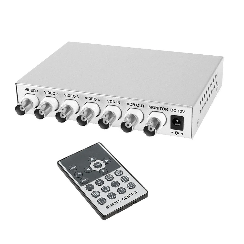 4CH Color Video Quad Splitter, CCTV DVR Camera Video Splitter Processor Switch System - Image 2