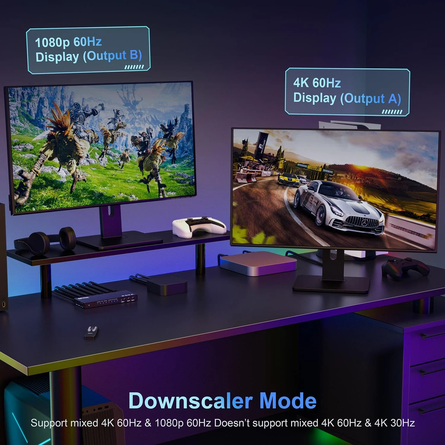 4K 60Hz HDMI Matrix 4x2, PORTTA 4 in 2 Out Switch Splitter with Toslink 3.5mm Audio Extractor, ARC, 16 EDID Modes, 4K Downscale, and IR Remote Support HDMI 2.0b HDCP 2.3/2.2 HDR 3D HDMI Matrix 4x2 with Audio Extractor - Image 4