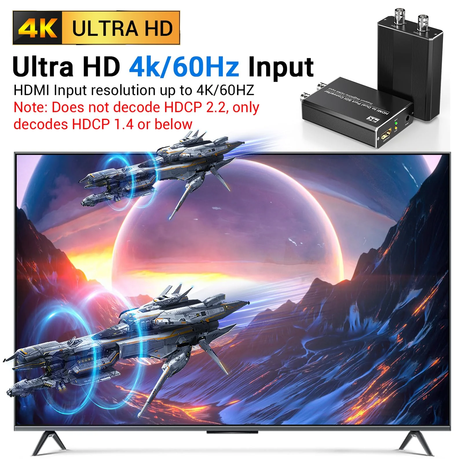 4K/60Hz HDMI to SDI Converter, Support Dual Port SDI Outputs Simultaneously, Compatible with 4Kx2K/60Hz HDMI 2.0 Input and 3G-SDI/HD-SDI Output 4K HDMI to SDI - Image 3