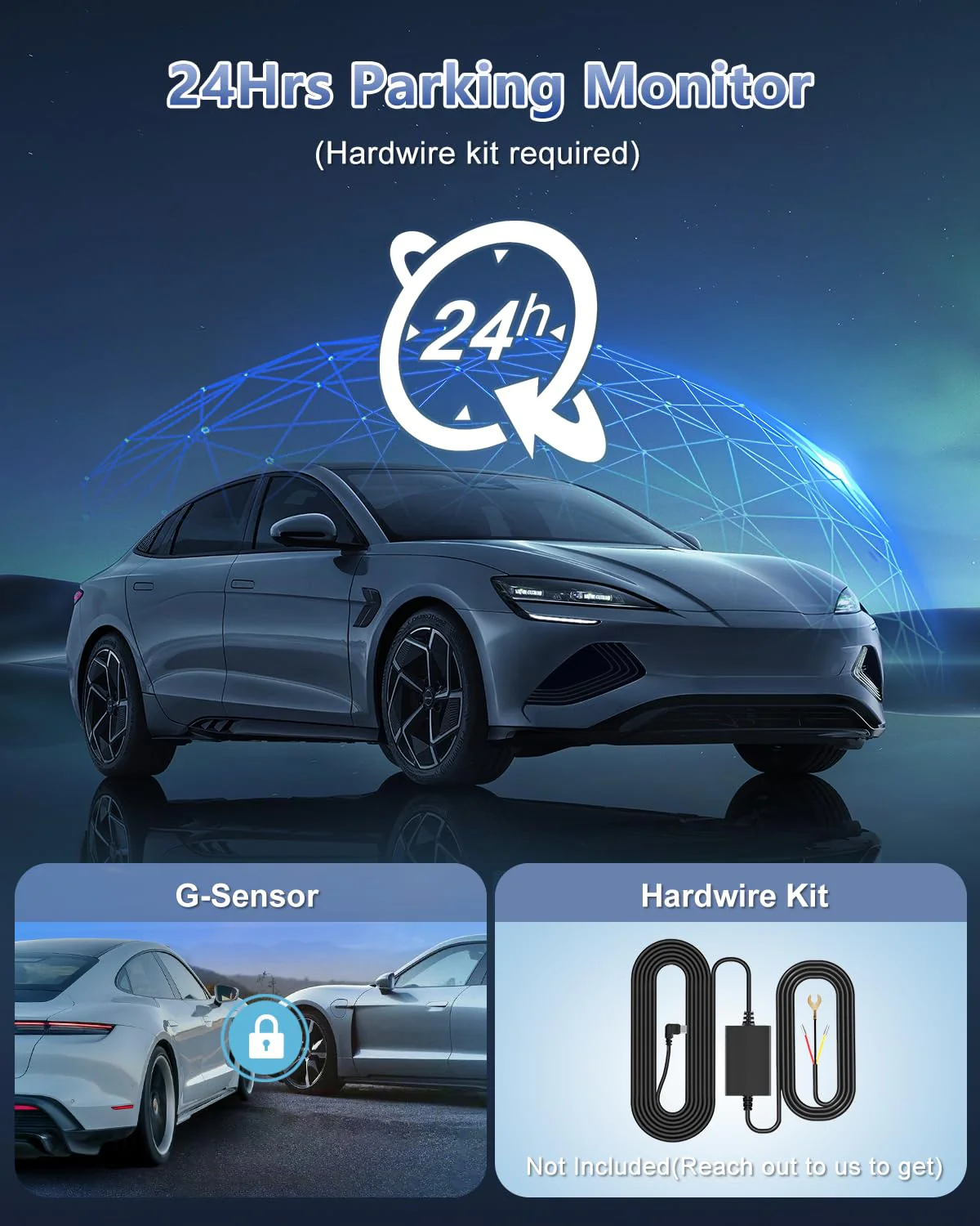 4K Dash Cam Front and Rear, WiFi Dash Cam with 64GB Card, 4K+1080P Dash Camera for Cars, Wireless WiFi Car Camera with App Control, 1.47" Screen DashCam with 24H Parking Monitor,G-sensor - Image 5
