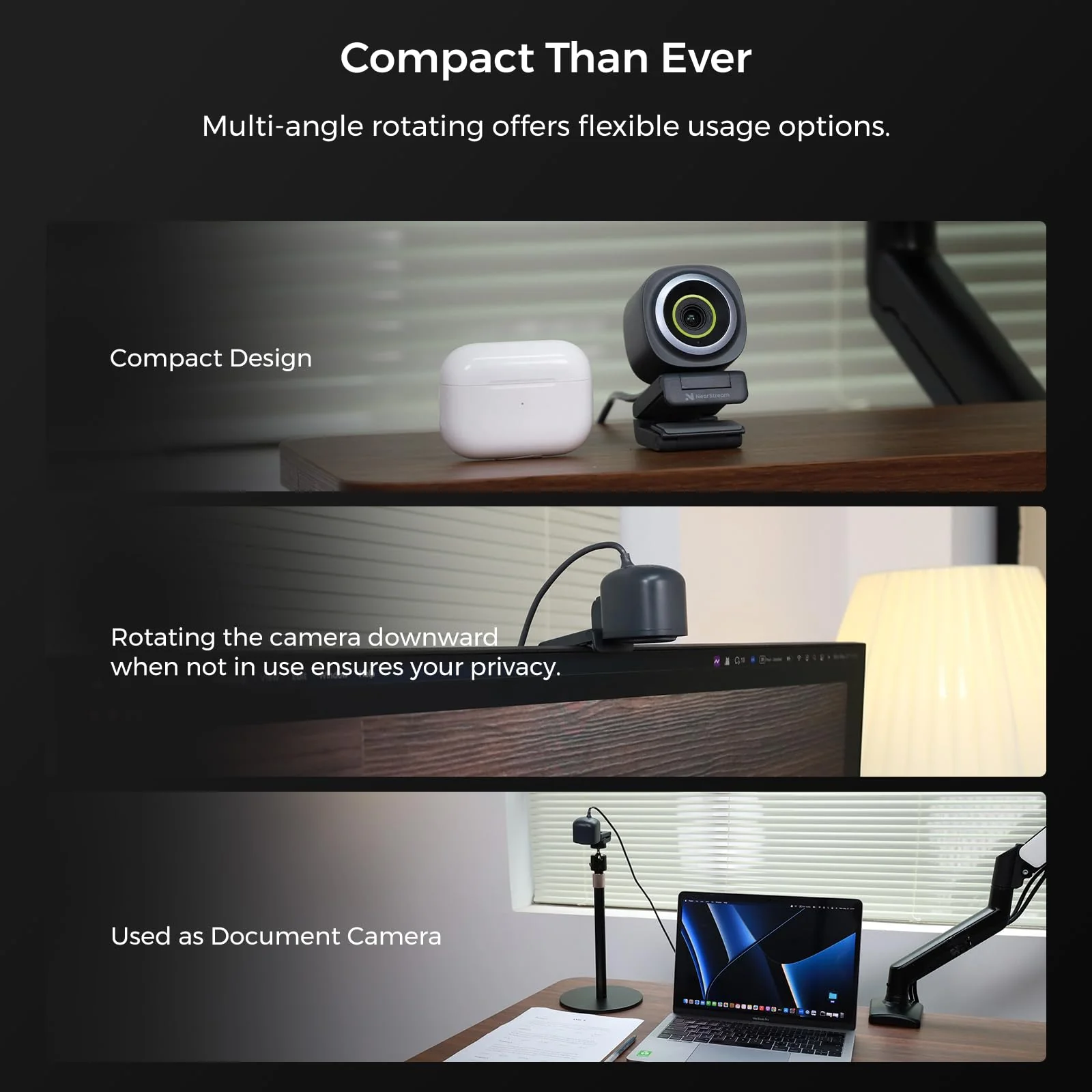 4K Webcam for PC, HDR 1080P 60FPS Streaming Webcam with Noise Canceling Mic, Software Control, 45°-95°Adjustable FOV, Auto Focus, AI Framing, Works with Google Meet/Zoom/Skype (V08AF) 4K Autofocus Webcam - Image 8