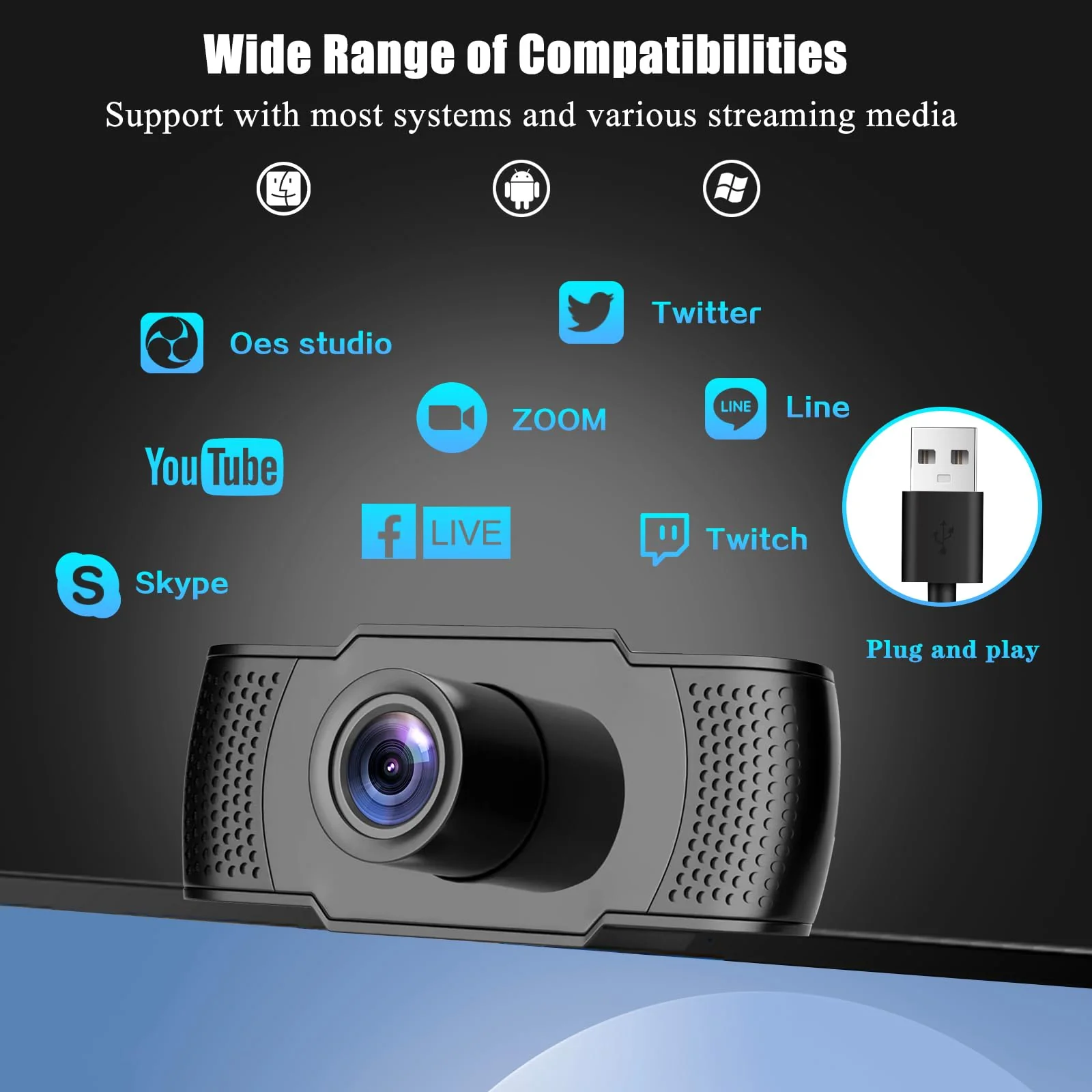 4K Webcam for PC, Ultra 4K HD Web Cam, Dual Noise-Canceling Mics, Auto Light Correction, Wide Angle Streaming Camera,Plug and Play for Video Calling/Conferencing/Zoom/Skype/Teams 4k Black Updated - Image 6