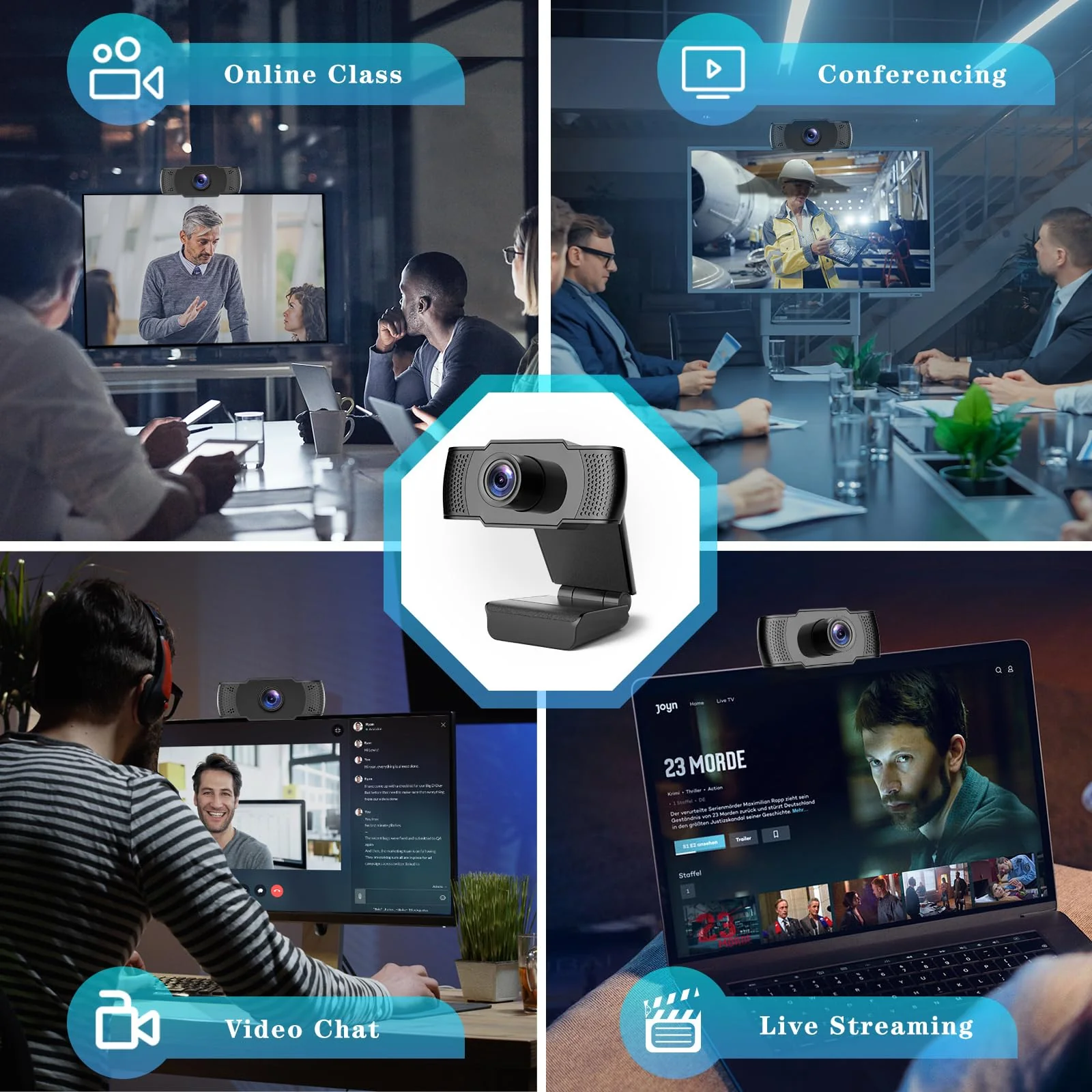 4K Webcam for PC, Ultra 4K HD Web Cam, Dual Noise-Canceling Mics, Auto Light Correction, Wide Angle Streaming Camera,Plug and Play for Video Calling/Conferencing/Zoom/Skype/Teams 4k Black Updated - Image 7