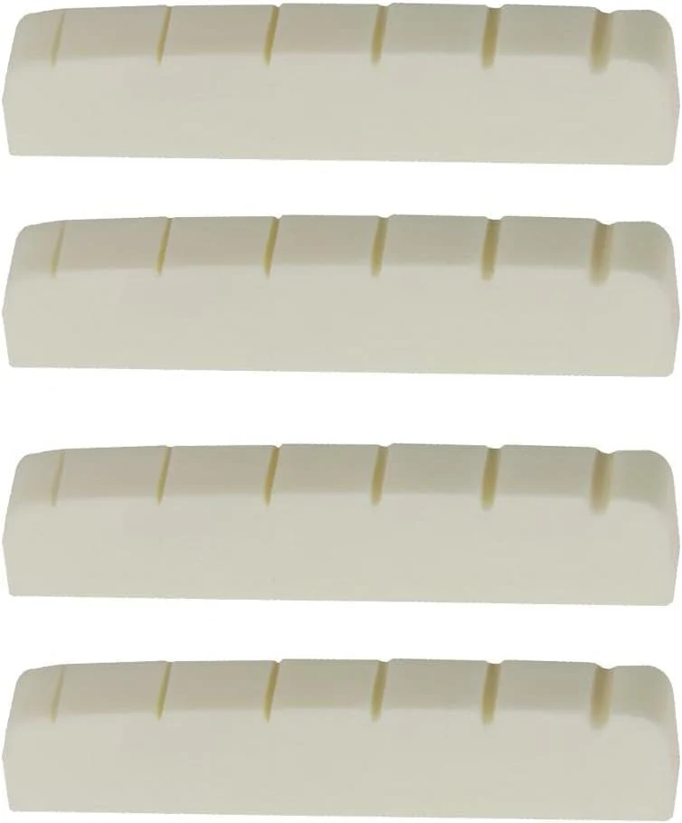 4pcs 43mm Standard Les Paul SG ES Electric Guitar style Flat Bottom Bone Nut, Beige Buffalo Bone Nut