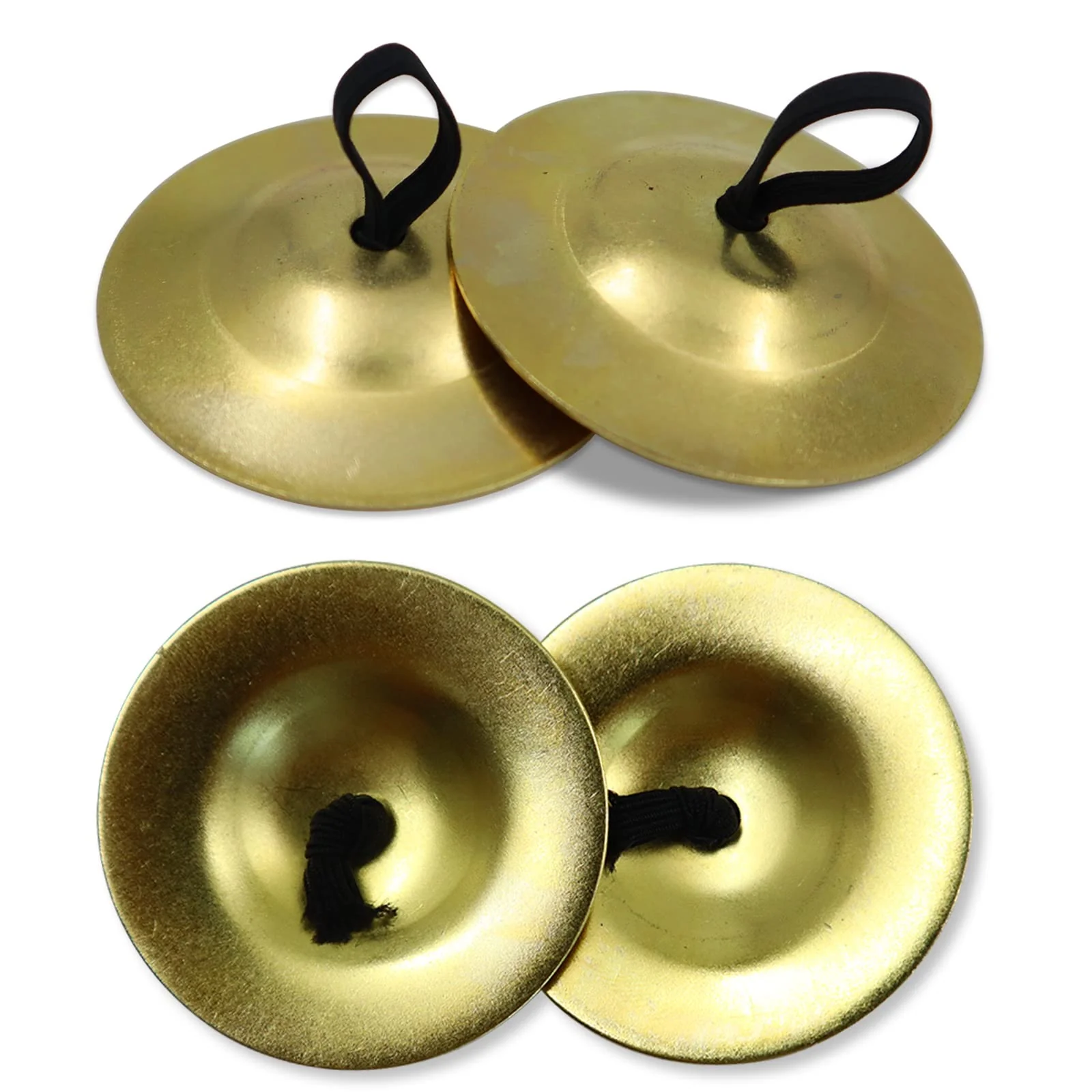 4Pcs Finger Cymbals 5.3cm/2.1in, Finger Zills for Belly Dance, Brass Hand Cymbals, belly dancing cymbals, Dance Finger Musical Instrument for Dancer Party, Sagats (Gold) Gold