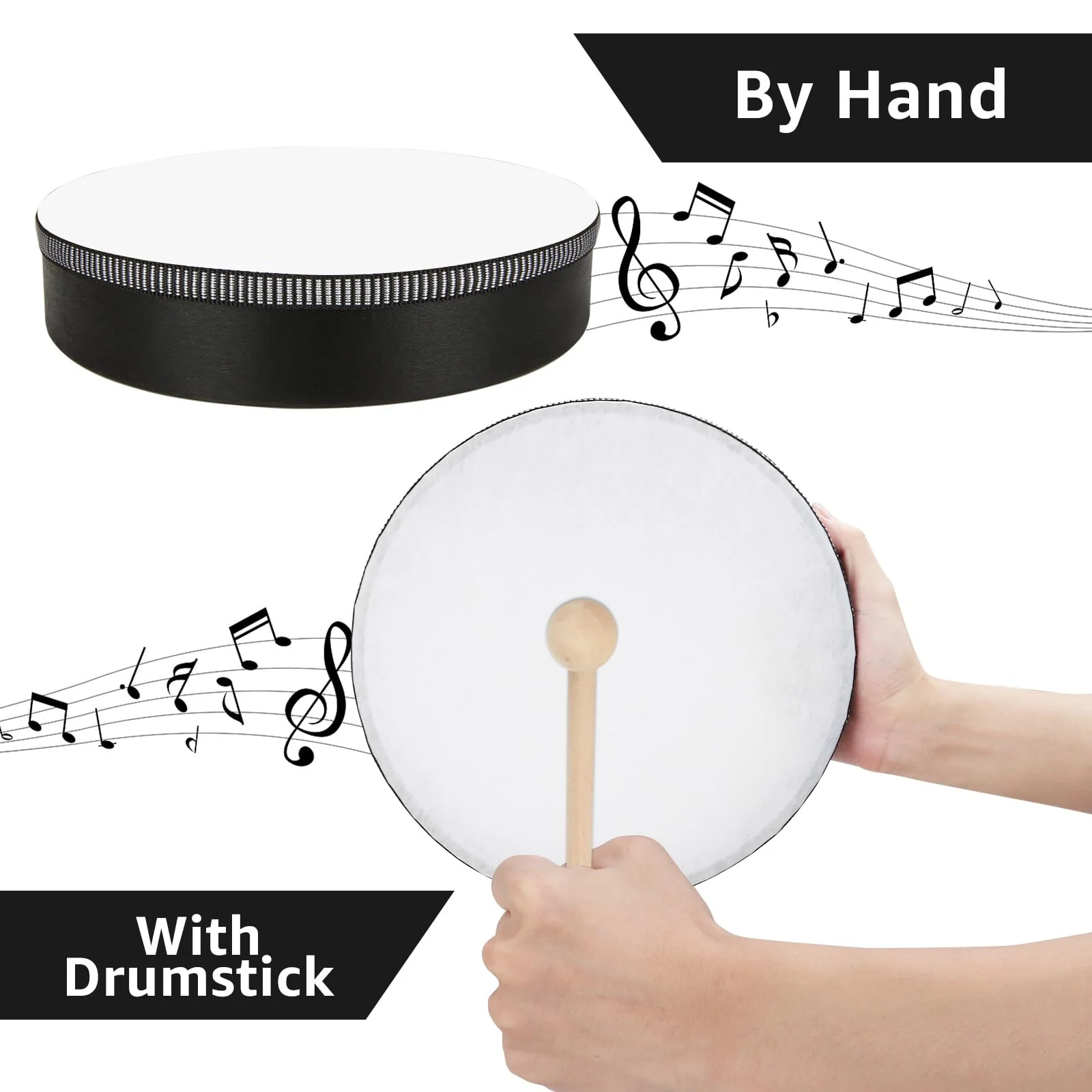 4PCS Hand Drum - Wood Frame Hand Drum - 10inch 8inch 6inch 4inch Percussion Musical Instrument with Drum Stick - Image 5