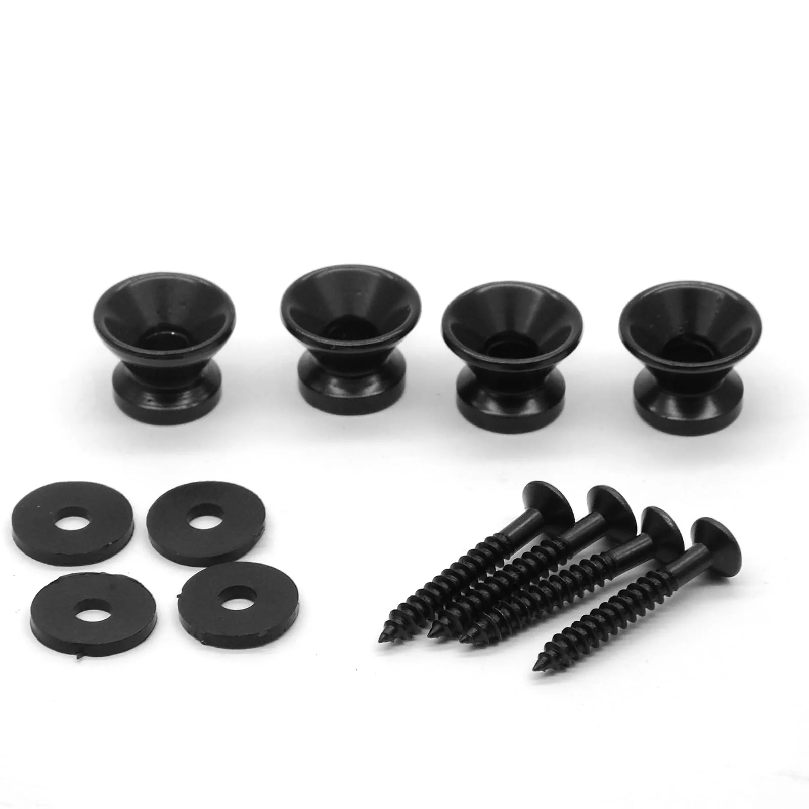 4PCS Metal Strap Buttons End Pins with Mounting Screws for Electric Acoustic Guitar, Bass, Ukulele (Black) Black