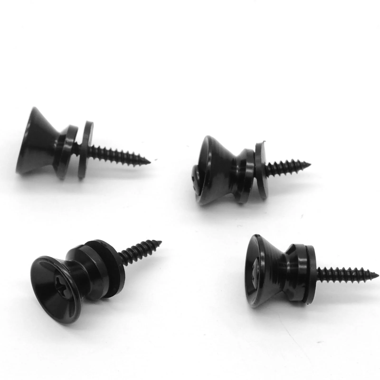 4PCS Metal Strap Buttons End Pins with Mounting Screws for Electric Acoustic Guitar, Bass, Ukulele (Black) Black - Image 2