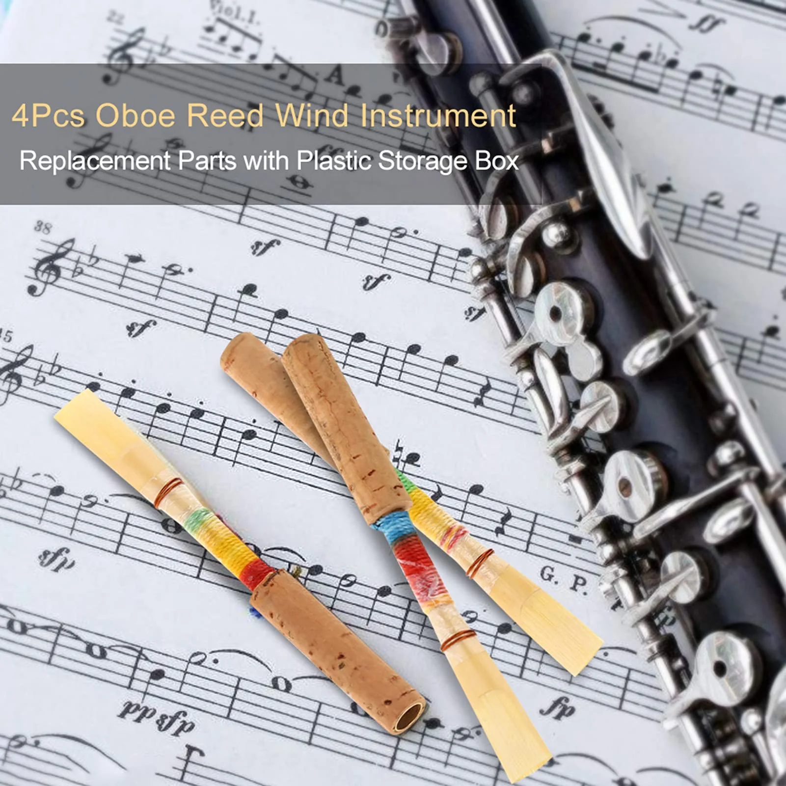 4Pcs Oboe Medium Soft Oboe Reeds Cork Wind Instrument Parts with Transparent Tube Sleeve Playing Accessories - Image 7