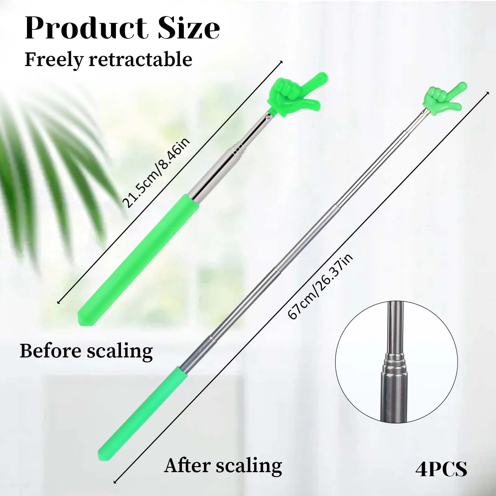 4PCS Pointer Stick for Classroom, Retractable Teacher Pointer, Extendable Finger Pointer Stick for School, Classroom Pointer and Pointer Finger Student Teacher Supplies 4Pcs B - Image 2