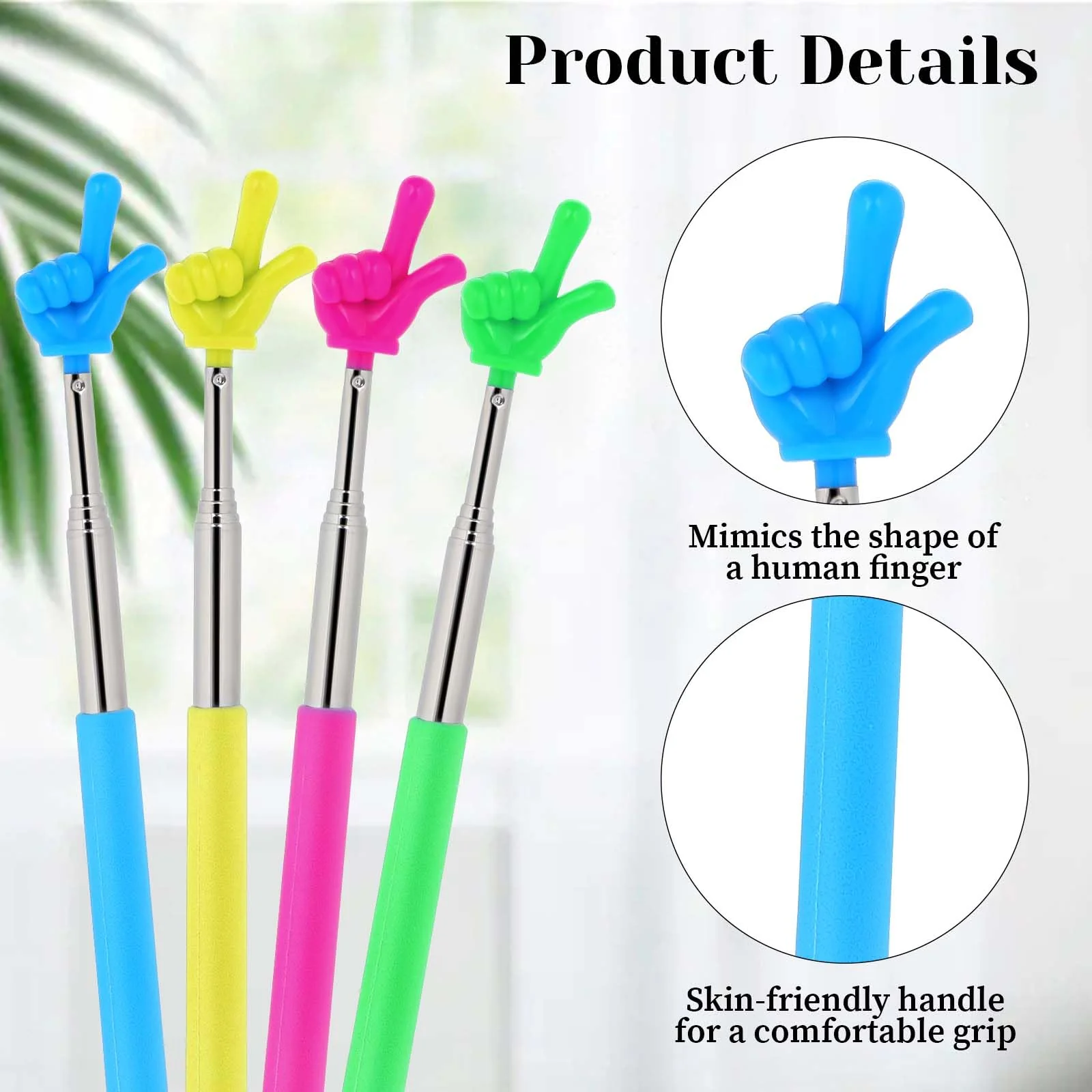 4PCS Pointer Stick for Classroom, Retractable Teacher Pointer, Extendable Finger Pointer Stick for School, Classroom Pointer and Pointer Finger Student Teacher Supplies 4Pcs B - Image 3