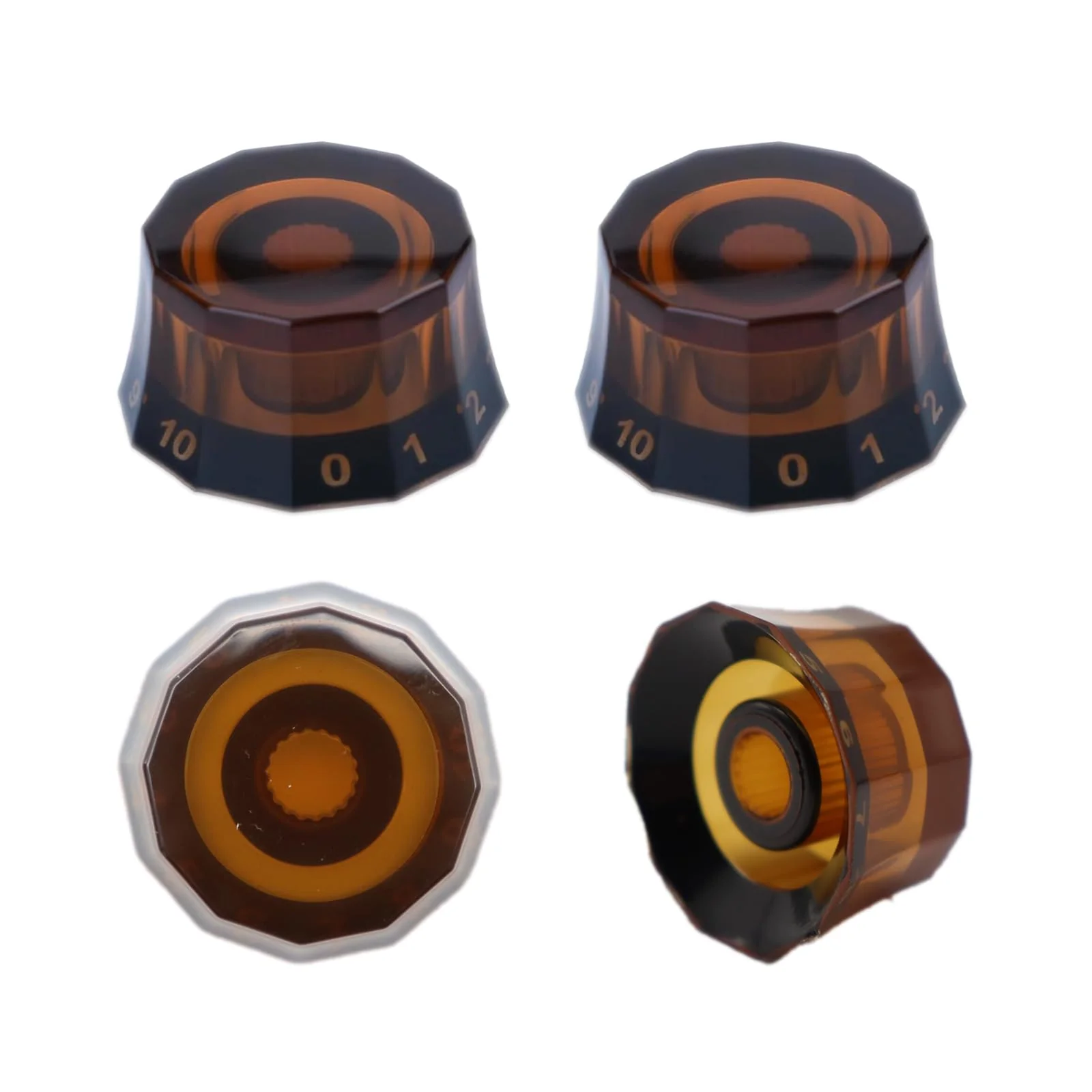 4pcs Premium Amber Dodecagon Guitar Knobs Set - Speedy Control for PRS, LP, SG, Les Paul - Upgrade Your music instrument Style