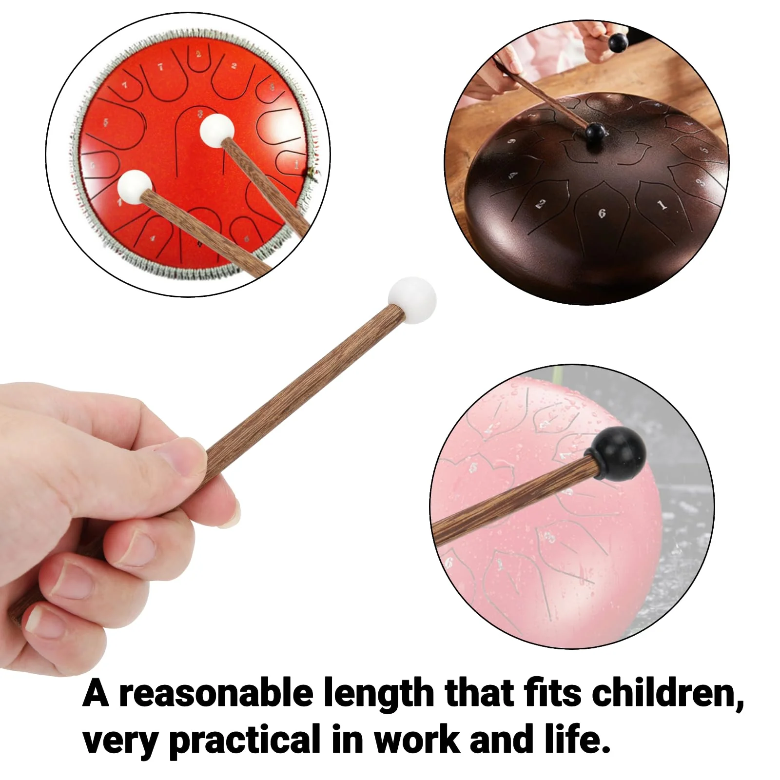 4Pcs Steel Tongue Drum Mallet, Children's Rubber Drumsticks 6.5in Percussion Instrument Parts for Child Drummers and Practitioners - Image 8