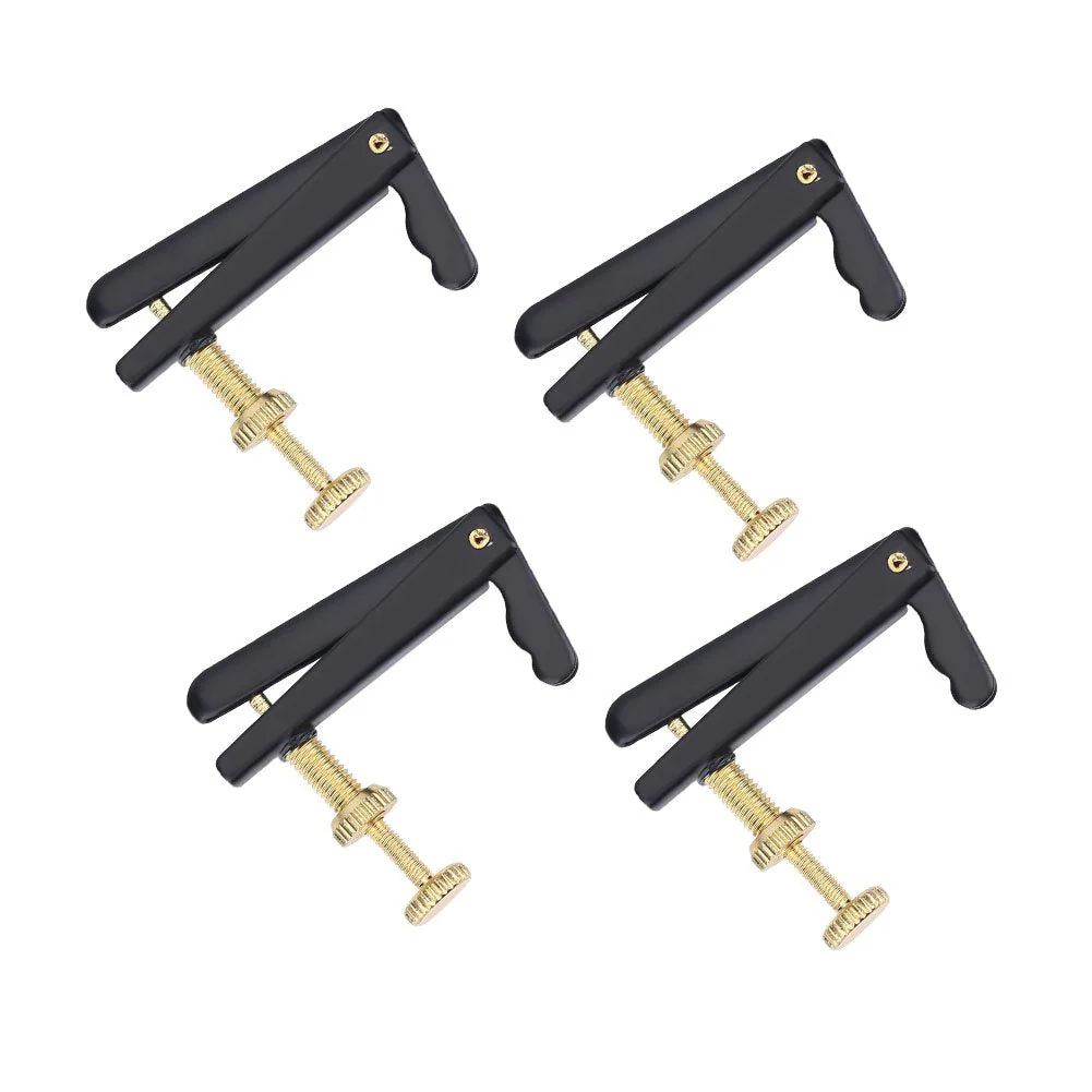 4Pcs String Adjuster Anti-rust Cello String Fine Tuner with Gold Screw Instrument Accessory for 3/4 4/4 Cello (Black) Cello String Adjuster Gold Tone Cello Fine Tuners 4/4