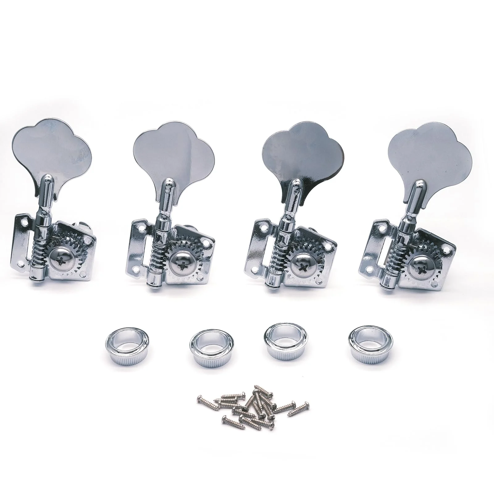 4R Opened Electric Bass Guitar Tuning Pegs Machine Heads Tuners for Bass for Jazz Precision P Bass Replacement (4R Chrome) 4R Chrome