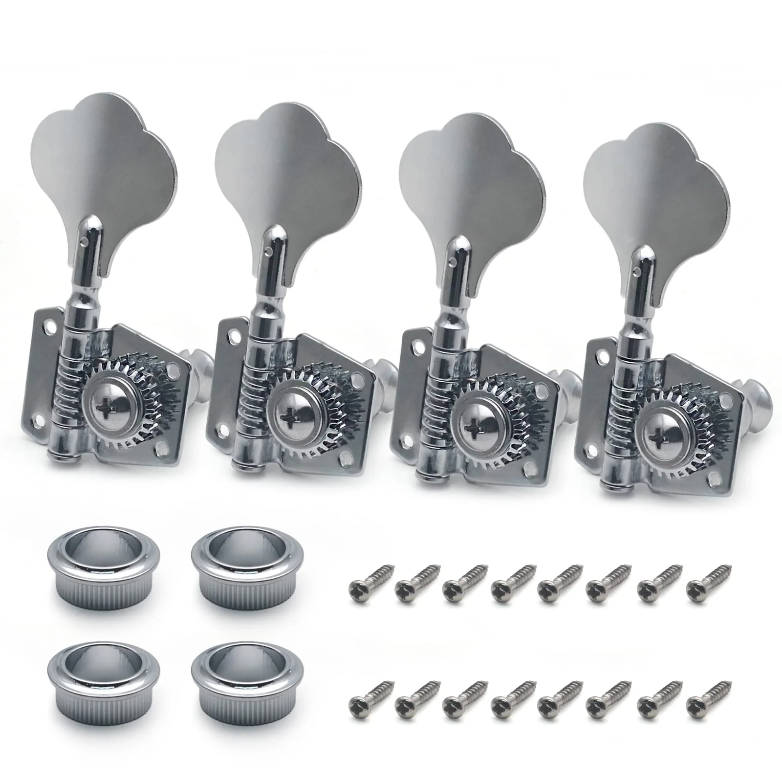 4R Opened Electric Bass Guitar Tuning Pegs Machine Heads Tuners for Bass for Jazz Precision P Bass Replacement (Chrome) Chrome