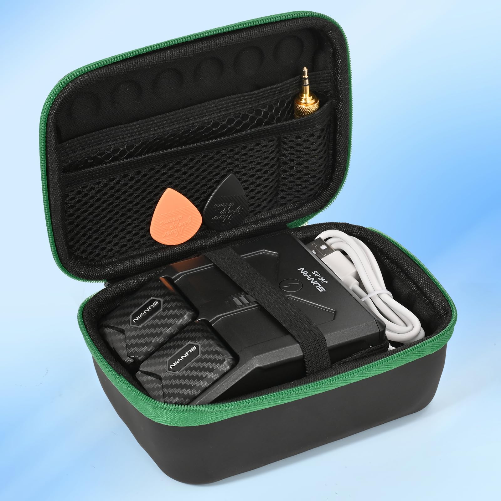 5.8Ghz Mini Wireless Guitar System with Portable Charging Case Wireless Transmitter and Receiver 4 Working Channel for Electric Guitar Digital Wind Instrument Wireless System Mini Device(Carbon Fiber) Dark Grey - Image 7