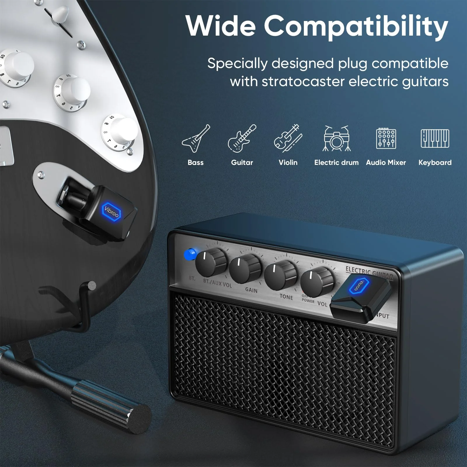 5.8Ghz Wireless Guitar System, Charging Case Included, Wireless Transmitter and Receiver with 4 Channels for Guitars Bass and Other Electric Instruments - Image 4