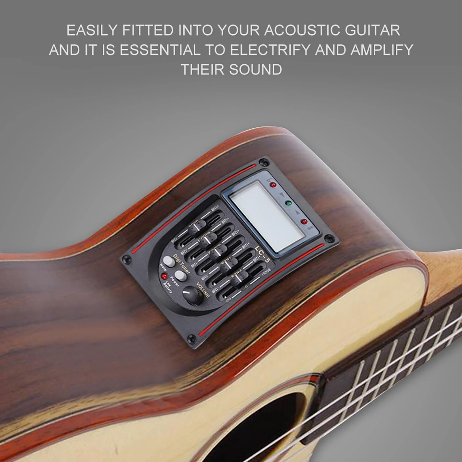5 Band Acoustic Guitar Preamp,LCD Acoustic Guitar Pickup, Piezo Pickup Eq Equalizer Tuner - Image 3
