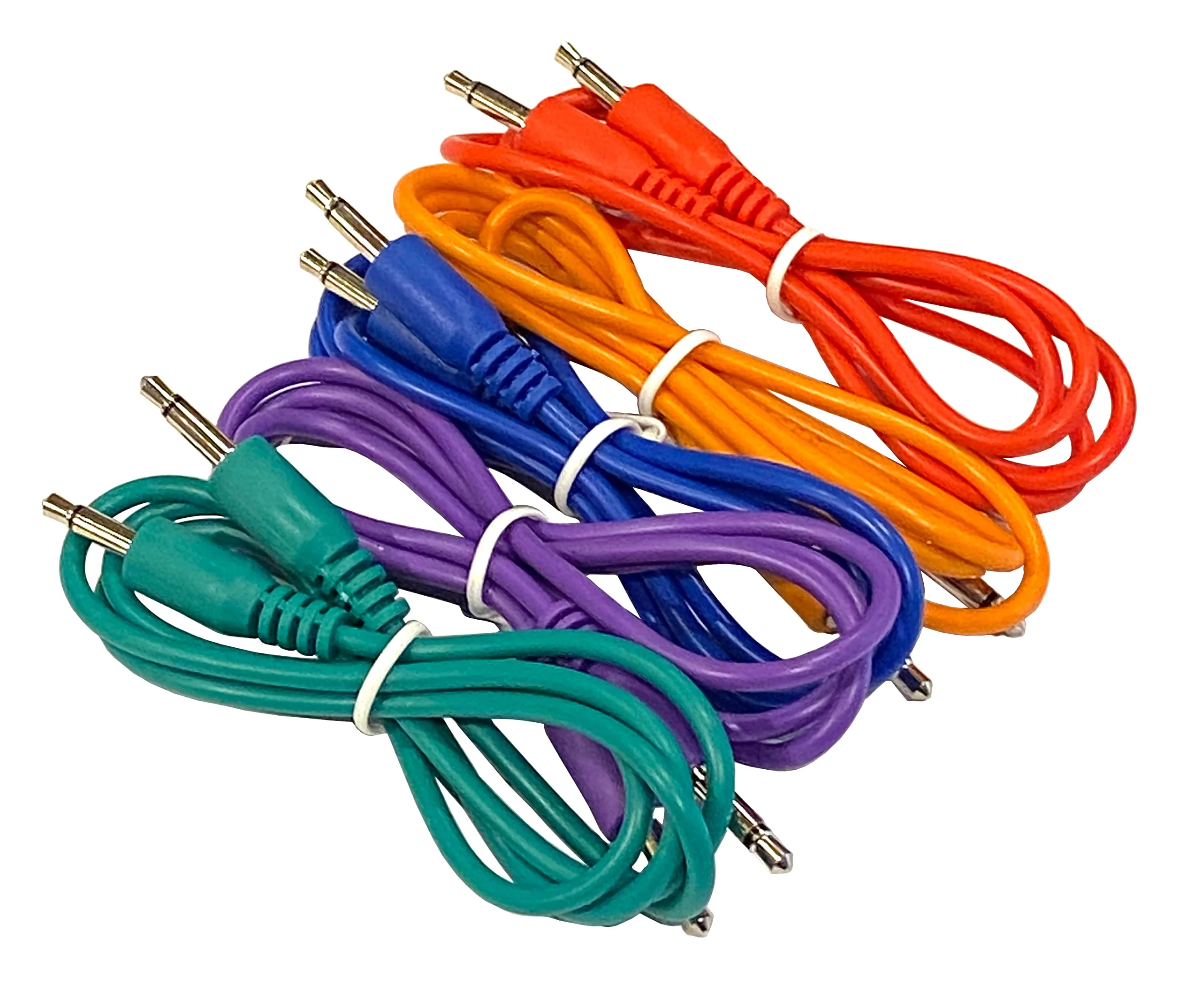 (5) Color Pack of 3.5mm Mono TS Modular Synth Patch Cables