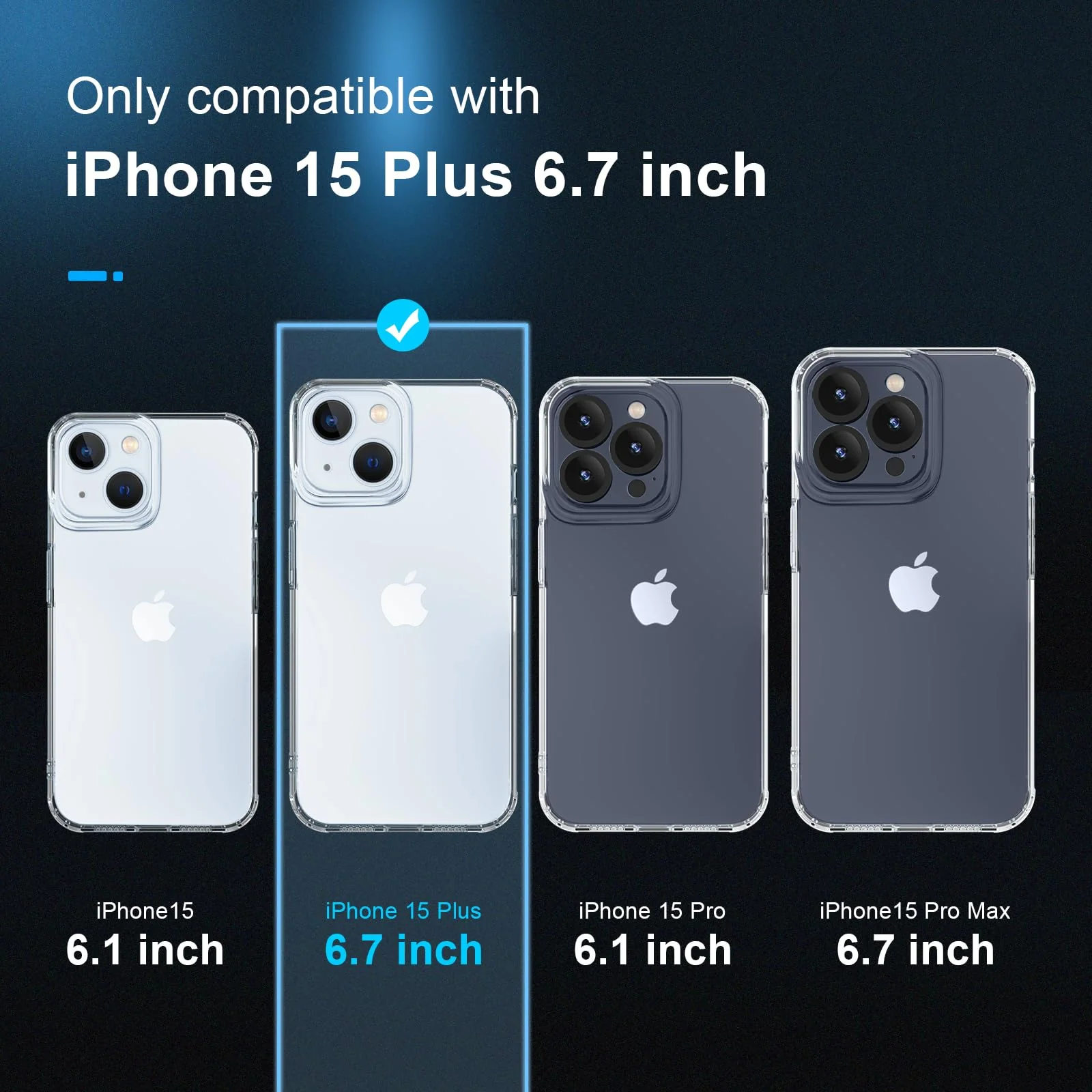 [5 in 1 Designed for iPhone 15 Plus Clear Case with Screen Protector[2 Pack] +Camera Lens Protector[2 Pack], Military Grade Drop Protection Transparent Cover 6.7 Inch iPhone15plus - Image 2