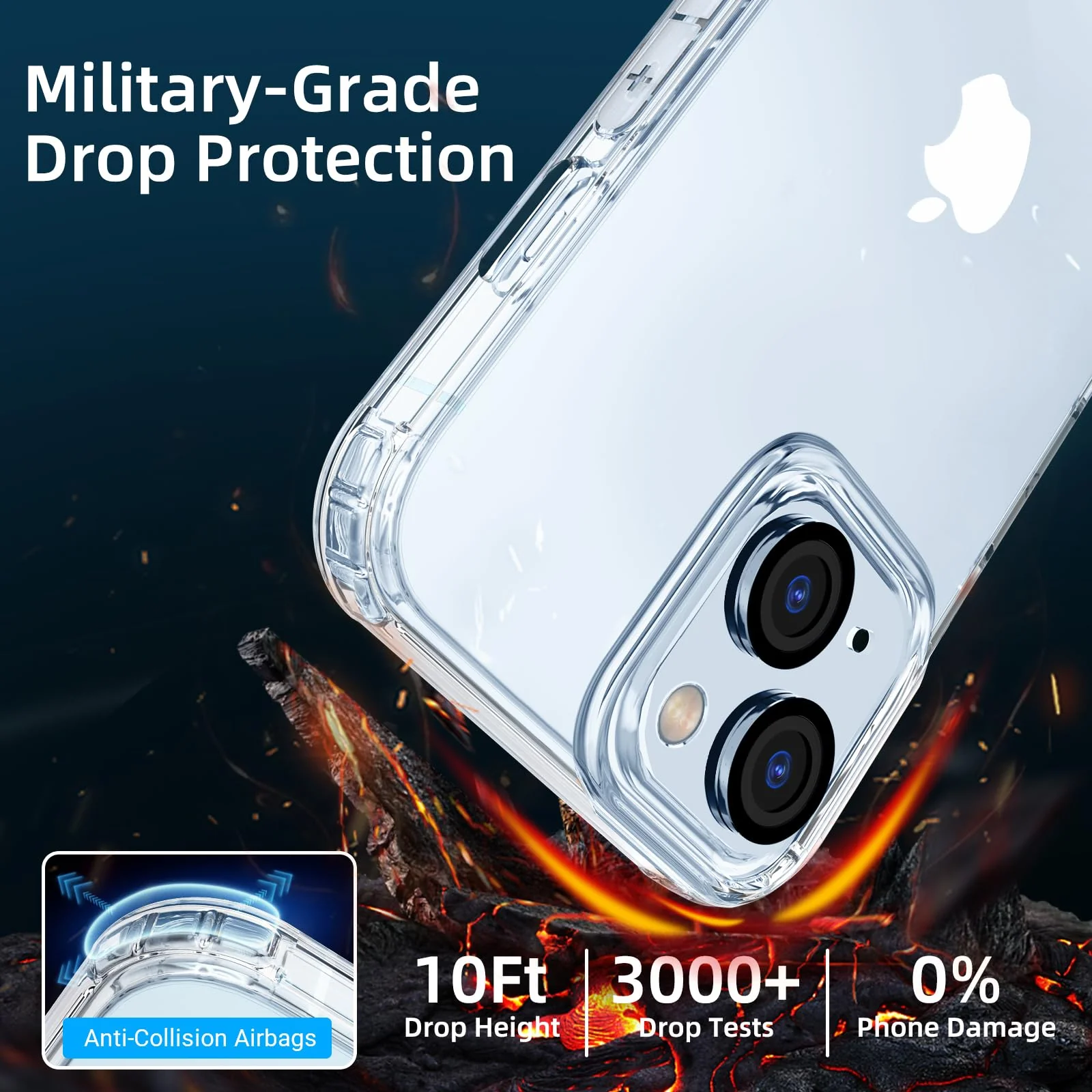 [5 in 1 Designed for iPhone 15 Plus Clear Case with Screen Protector[2 Pack] +Camera Lens Protector[2 Pack], Military Grade Drop Protection Transparent Cover 6.7 Inch iPhone15plus - Image 3
