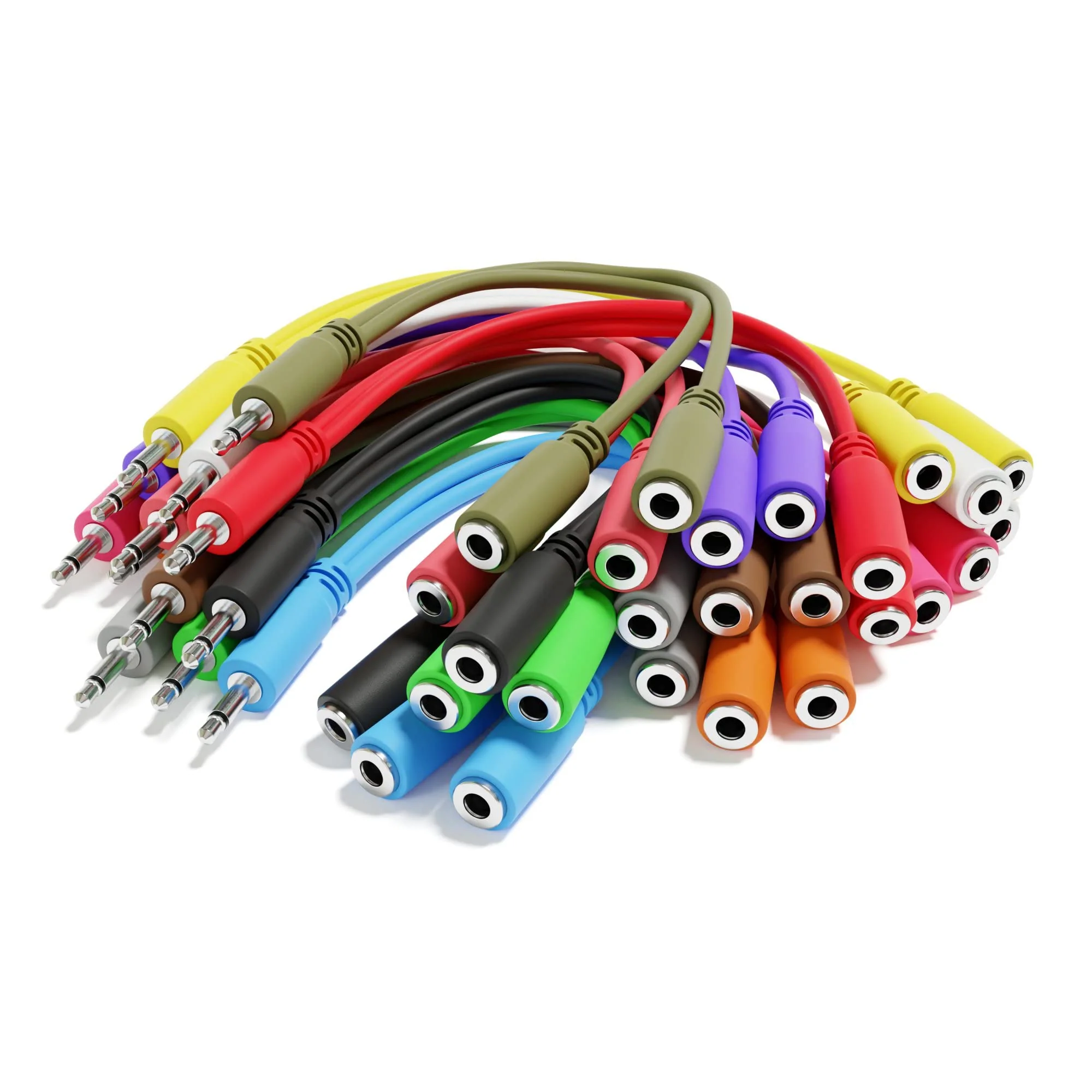 5-Pack - Mono Splitter Y Patch Cables - TS 3.5mm 1/8" Eurorack Synth Synthesizer [Grey] Grey - Image 6