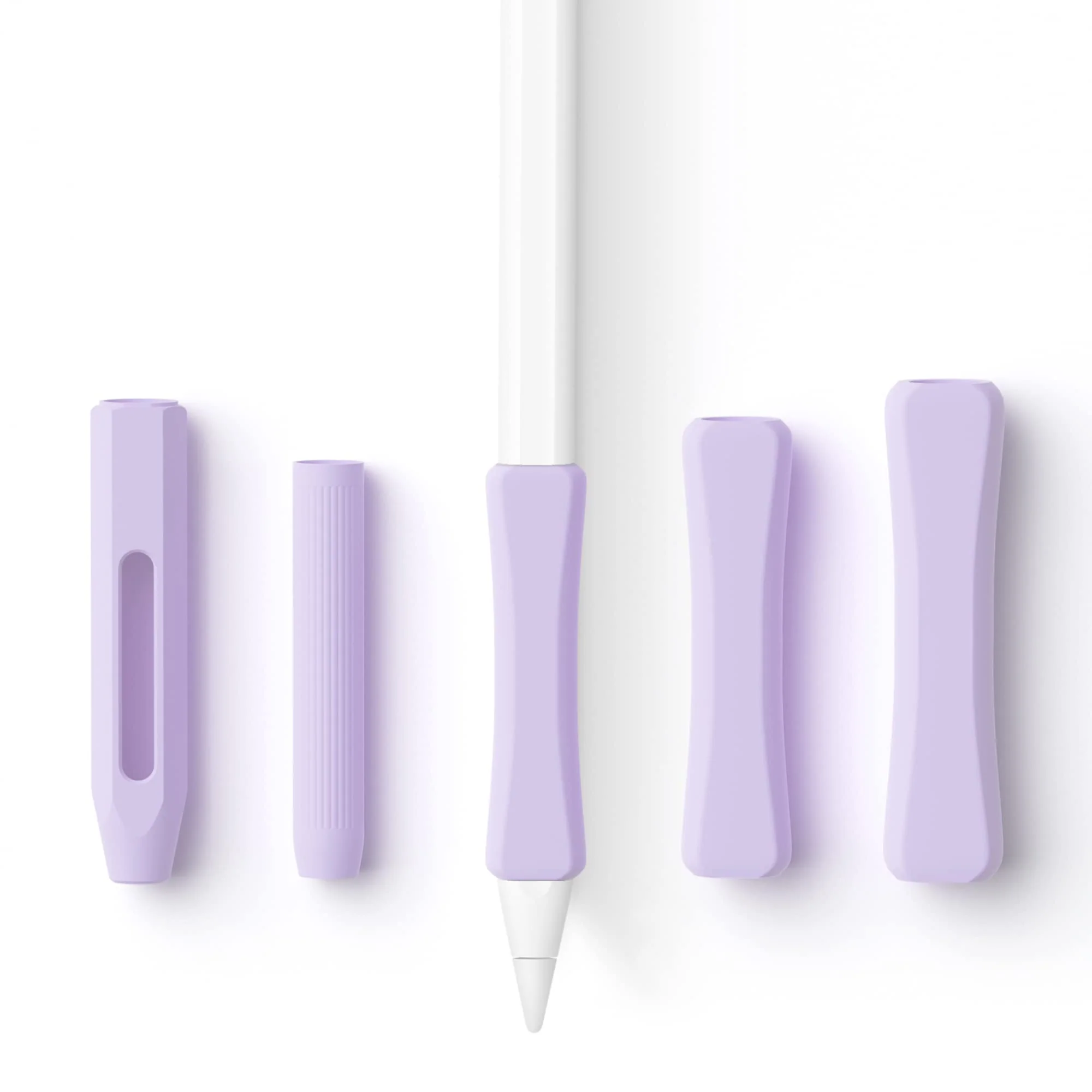 5 Pack Pencil Grips Compatible with Only Apple Pencil 2nd Generation Silicone Ergonomic Design Sleeve Holder(Lavender) Lavender