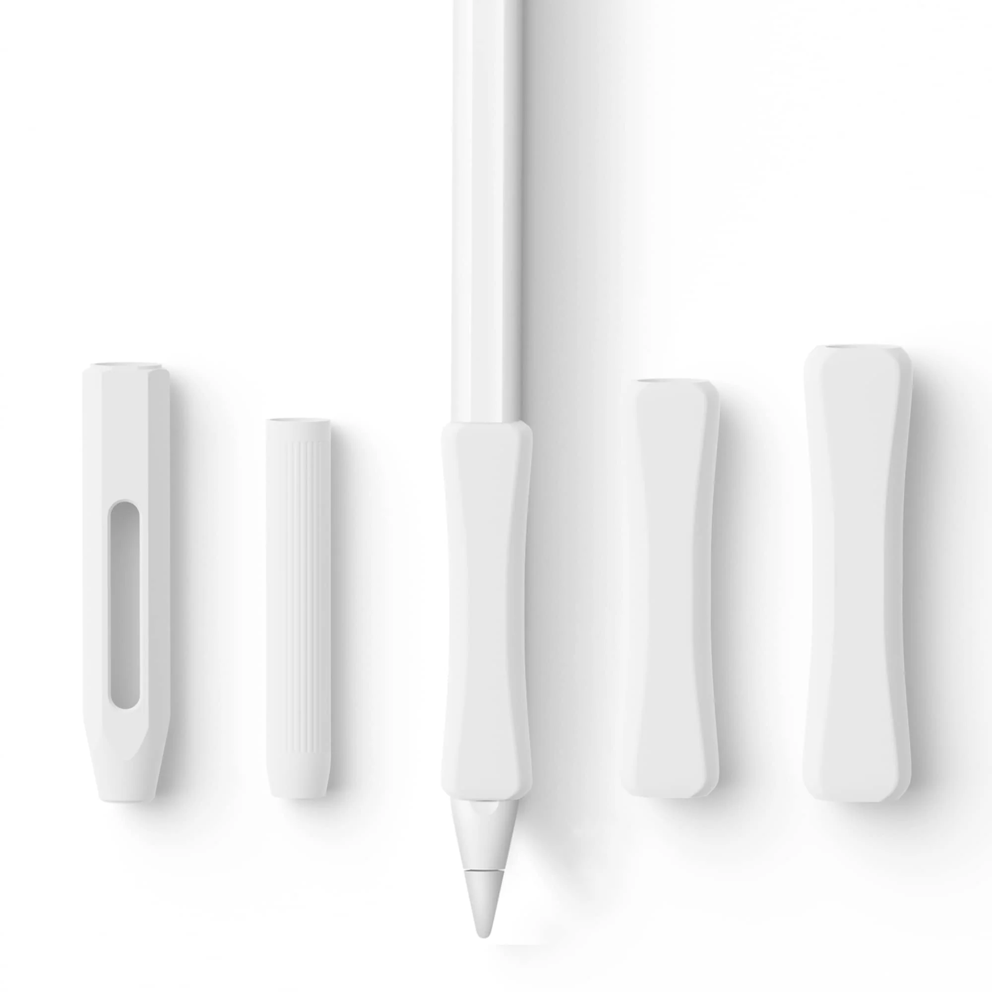 5 Pack Pencil Grips Compatible with Only Apple Pencil 2nd Generation Silicone Ergonomic Design Sleeve Holder(White) White