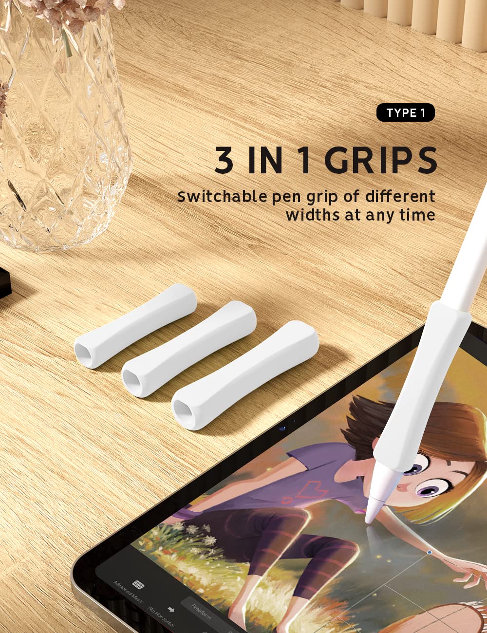 5 Pack Pencil Grips Compatible with Only Apple Pencil 2nd Generation Silicone Ergonomic Design Sleeve Holder(White) White - Image 2