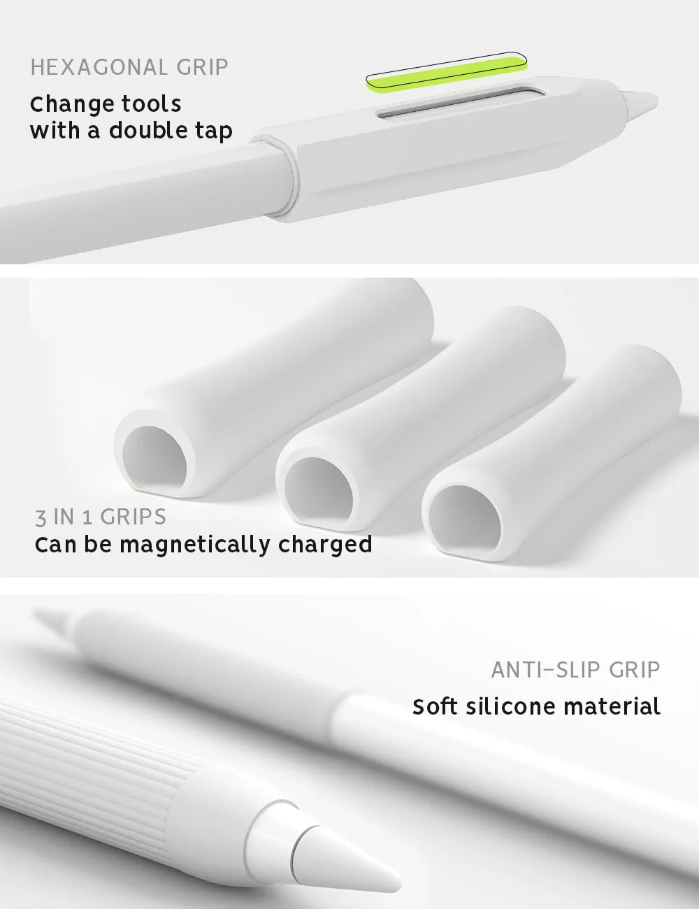 5 Pack Pencil Grips Compatible with Only Apple Pencil 2nd Generation Silicone Ergonomic Design Sleeve Holder(White) White - Image 6