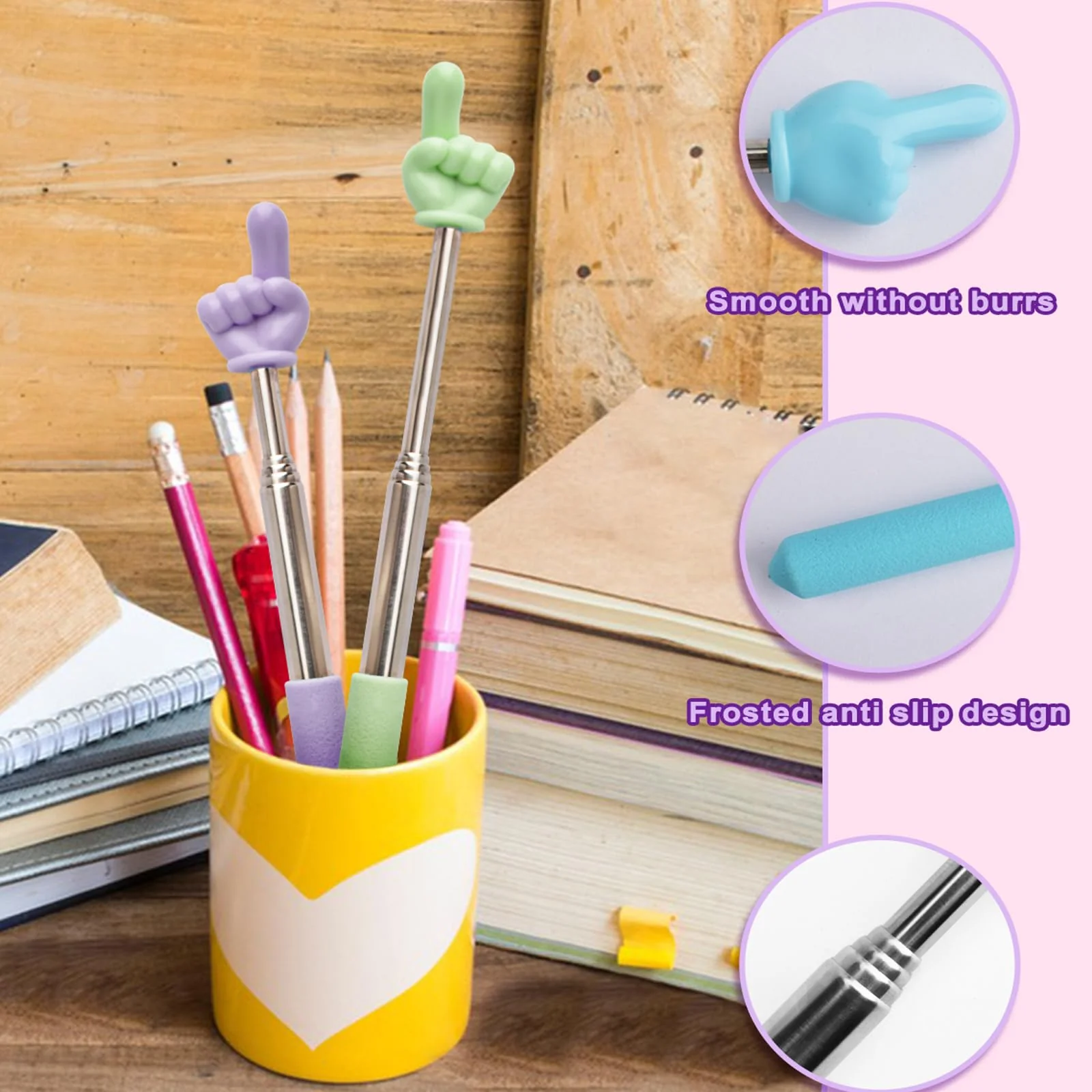 5 PCS Retractable Teacher Pointer Stick for Classroom Kids Reading Finger Pointer Stick for School Kindergarten Elementary, Classroom Supplies - Image 3