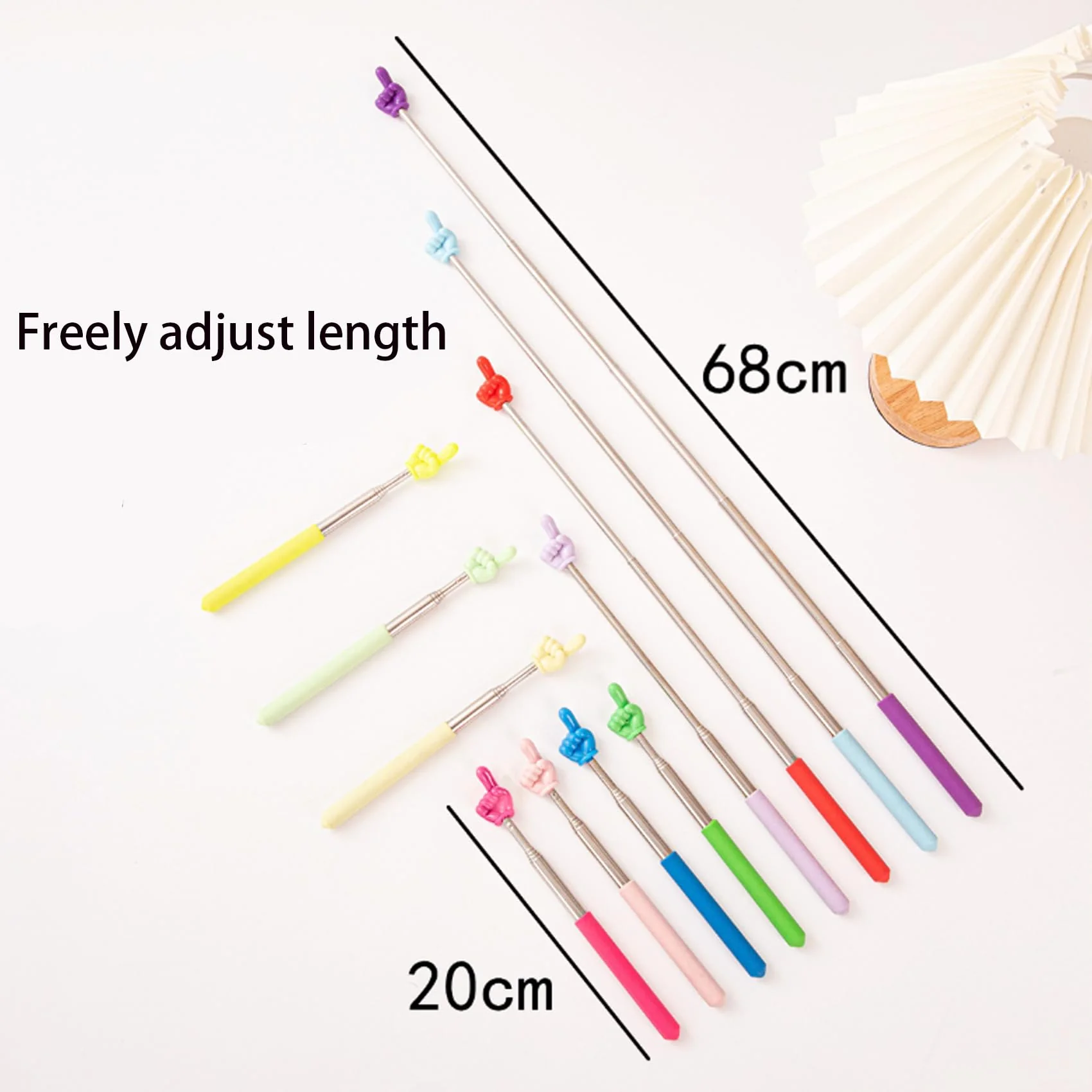 5 Pcs Retractable Teacher Pointer Sticks - Colorful Hand Pointer Stick for Classroom, Extendable Finger Pointing Tool for Teachers and Students, School Supplies for Reading and Presentation - Image 2